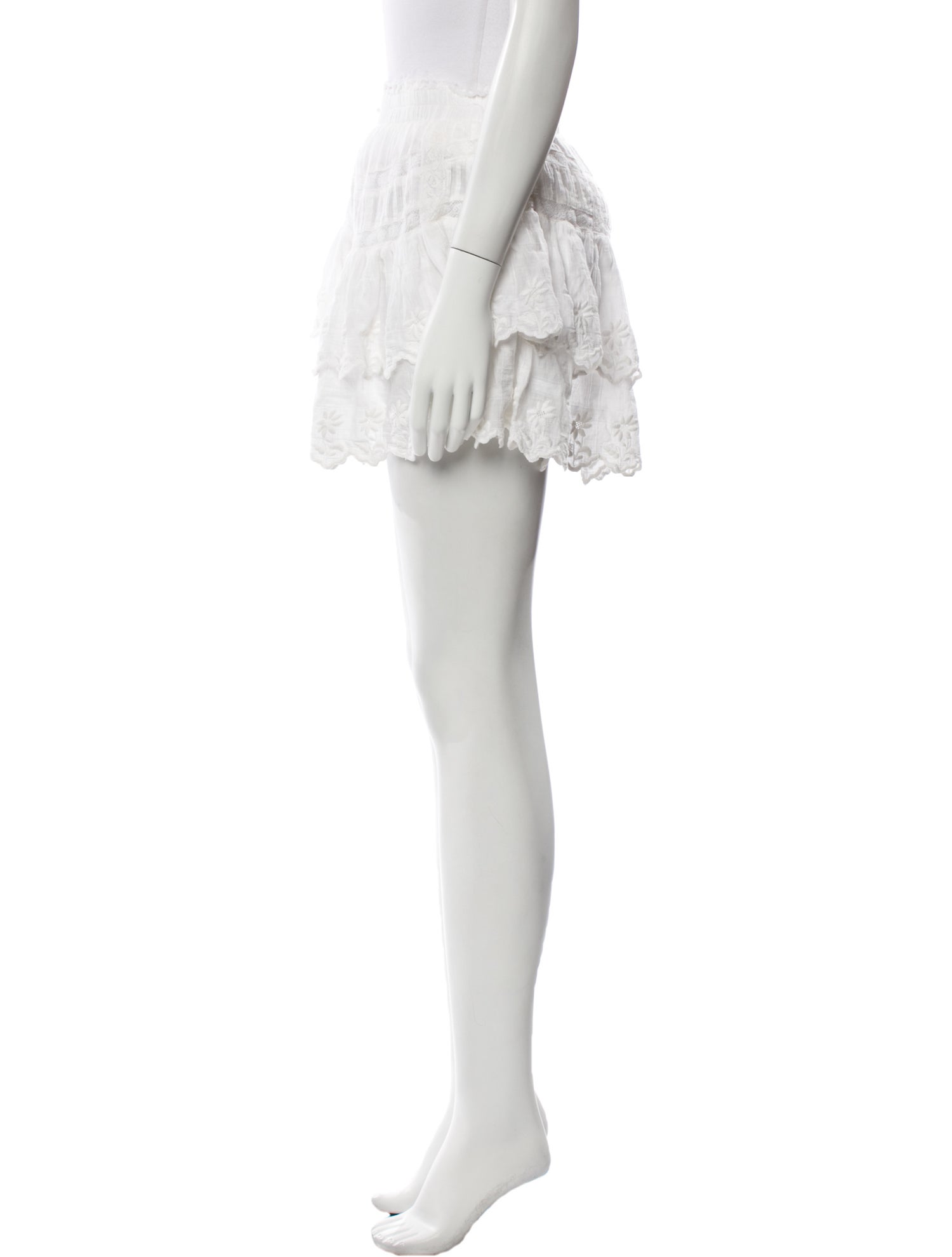 LoveShackFancy Embroidered Accent Mini Skirt