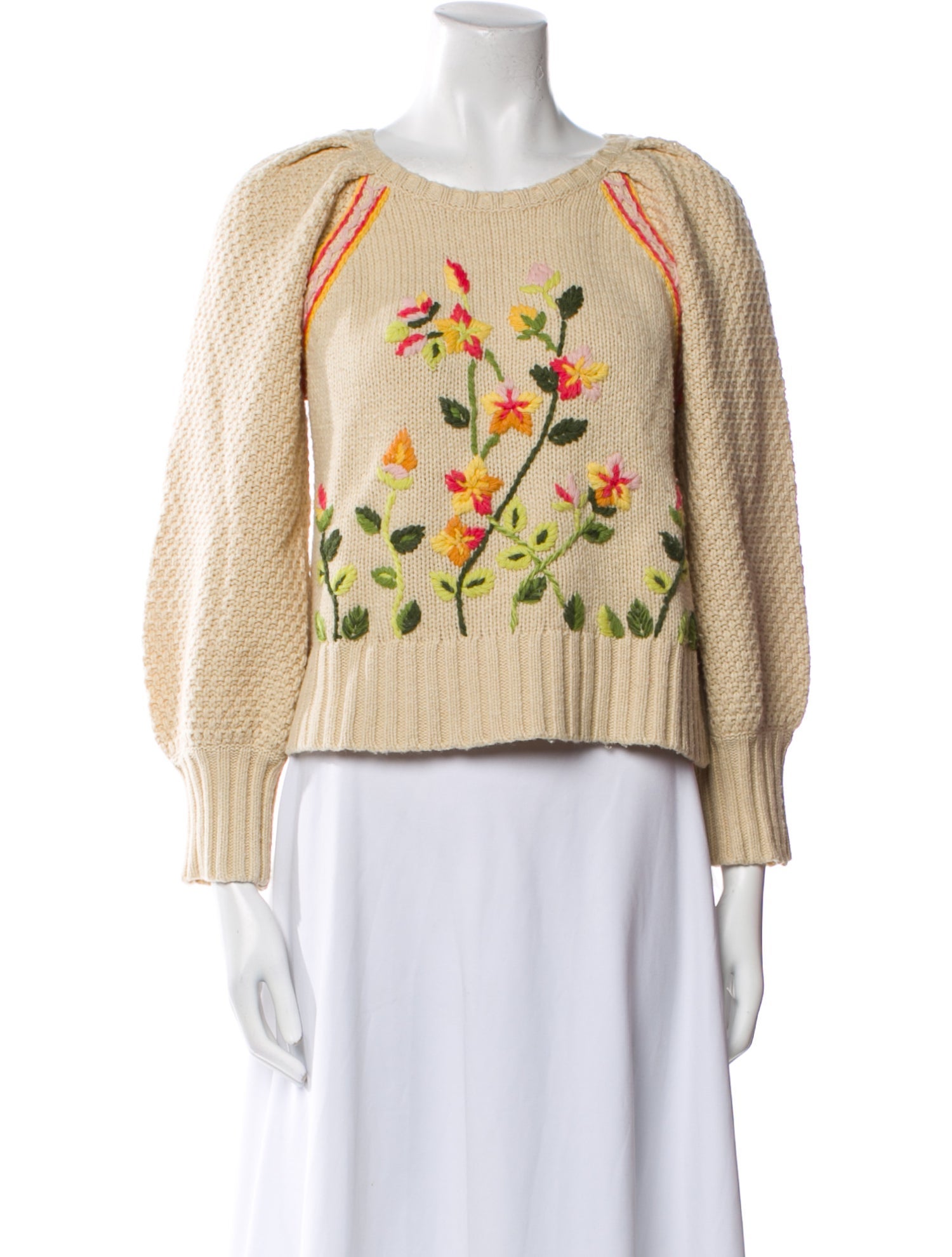 LoveShackFancy Patterned Crew Neck Sweater