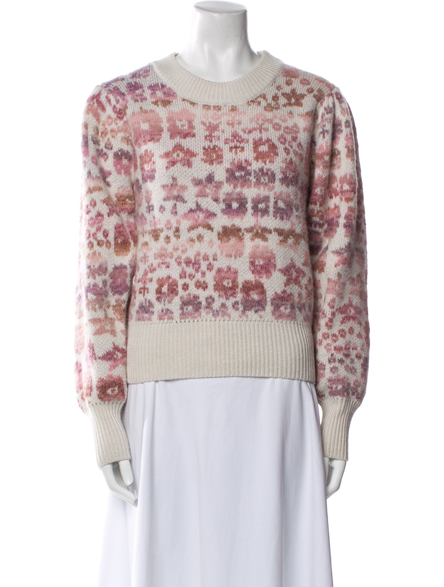 LoveShackFancy Printed Crew Neck Sweater