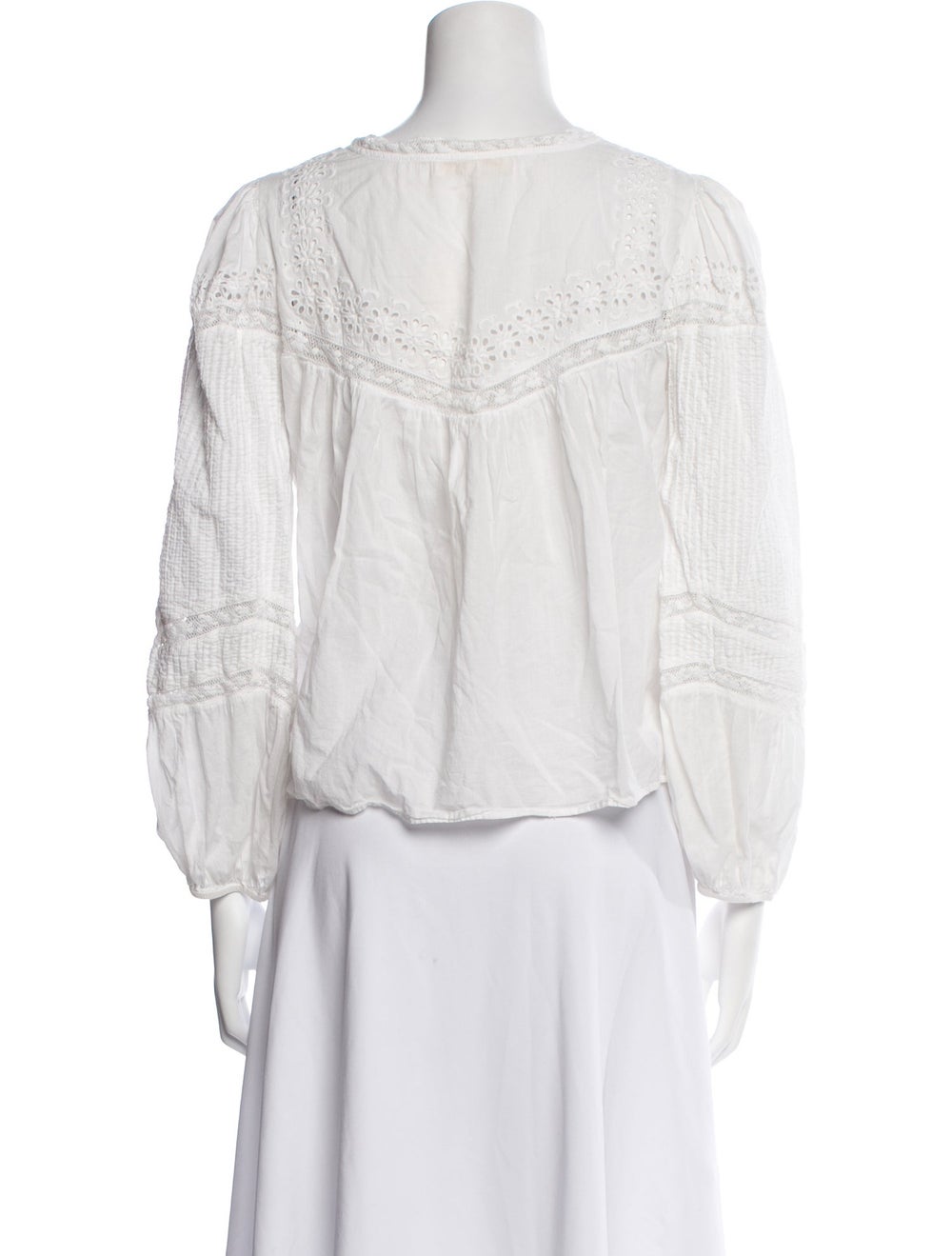 LoveShackFancy Button-Up Top White Three-Quarter … - image 3