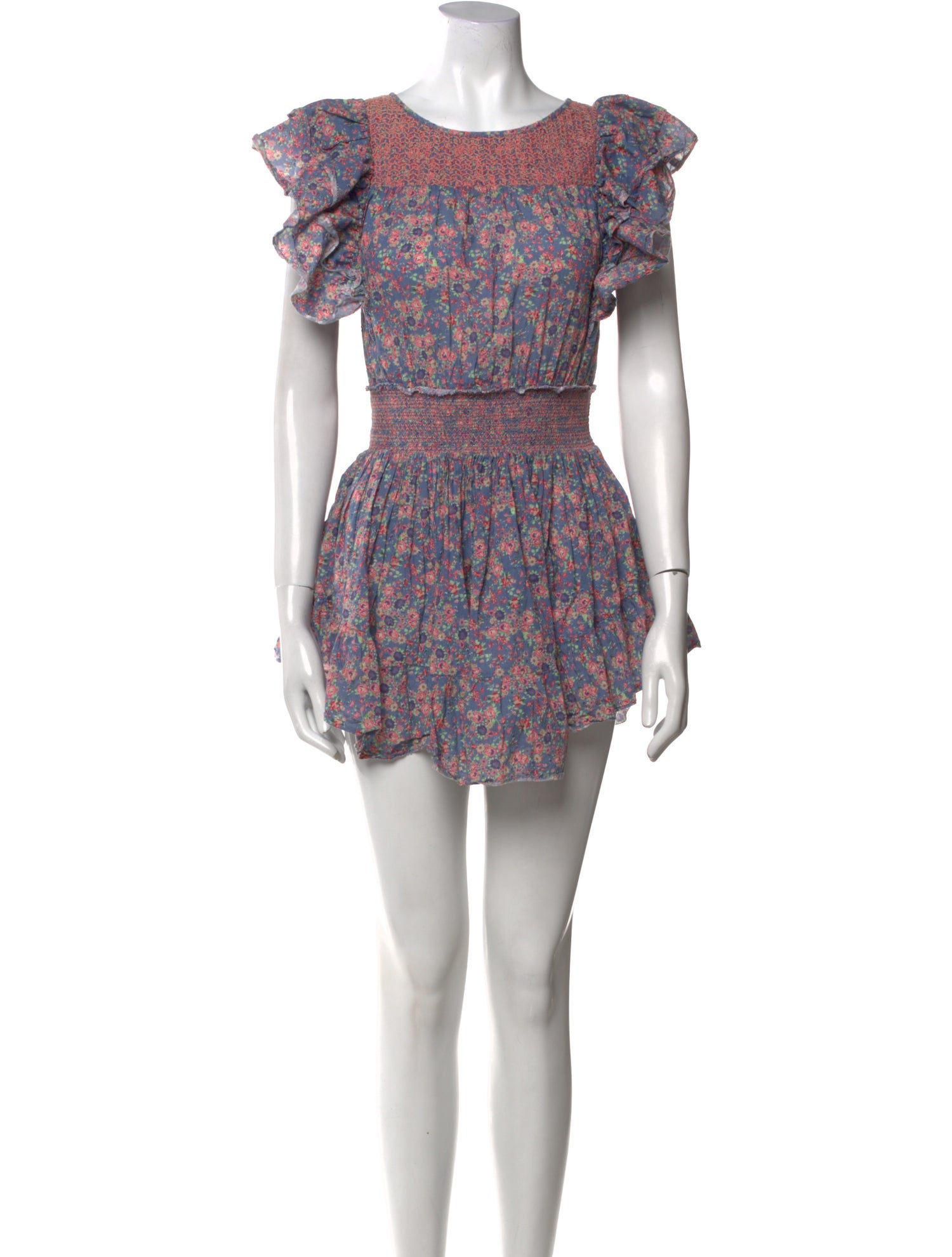 LoveShackFancy Floral Print Mini Dress
