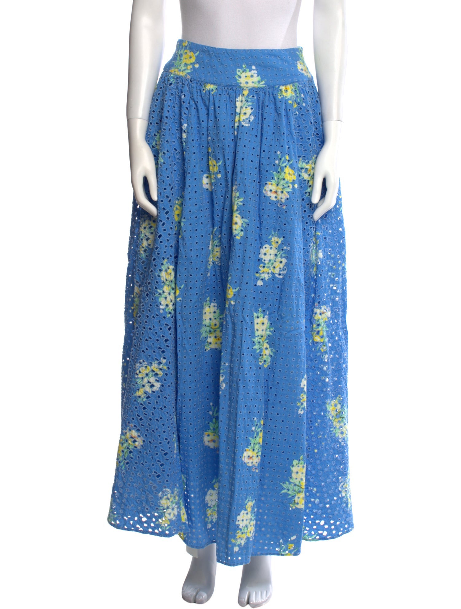 LoveShackFancy Floral Print Midi Length Skirt