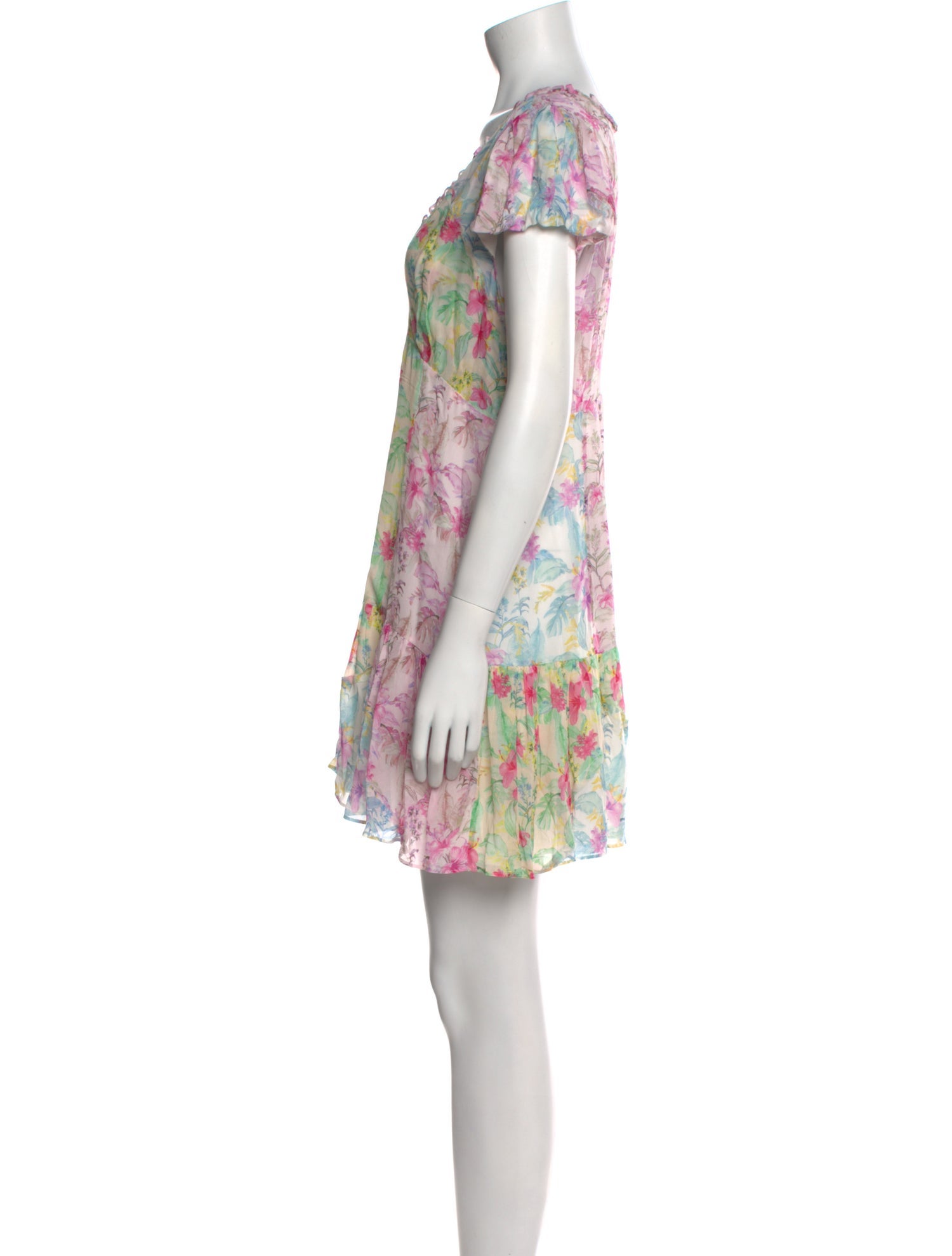 LoveShackFancy Floral Print Mini Dress