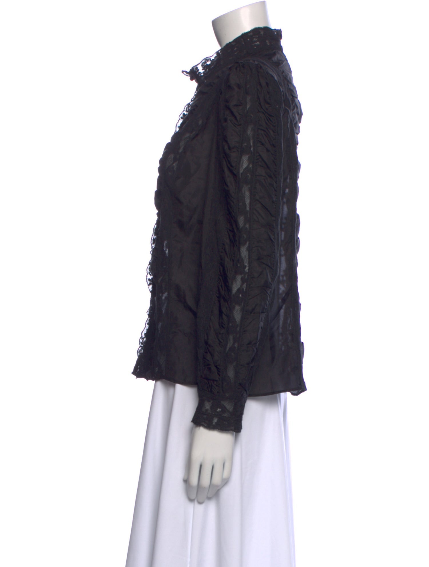 LoveShackFancy Silk Mock Neck Button-Up Top w/ Tags