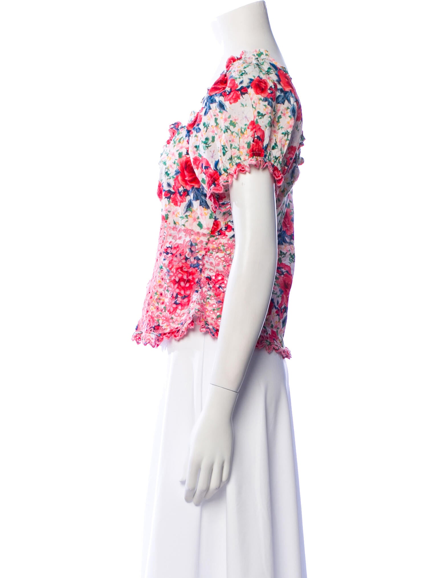 LoveShackFancy Floral Print V-Neck Crop Top w/ Tags