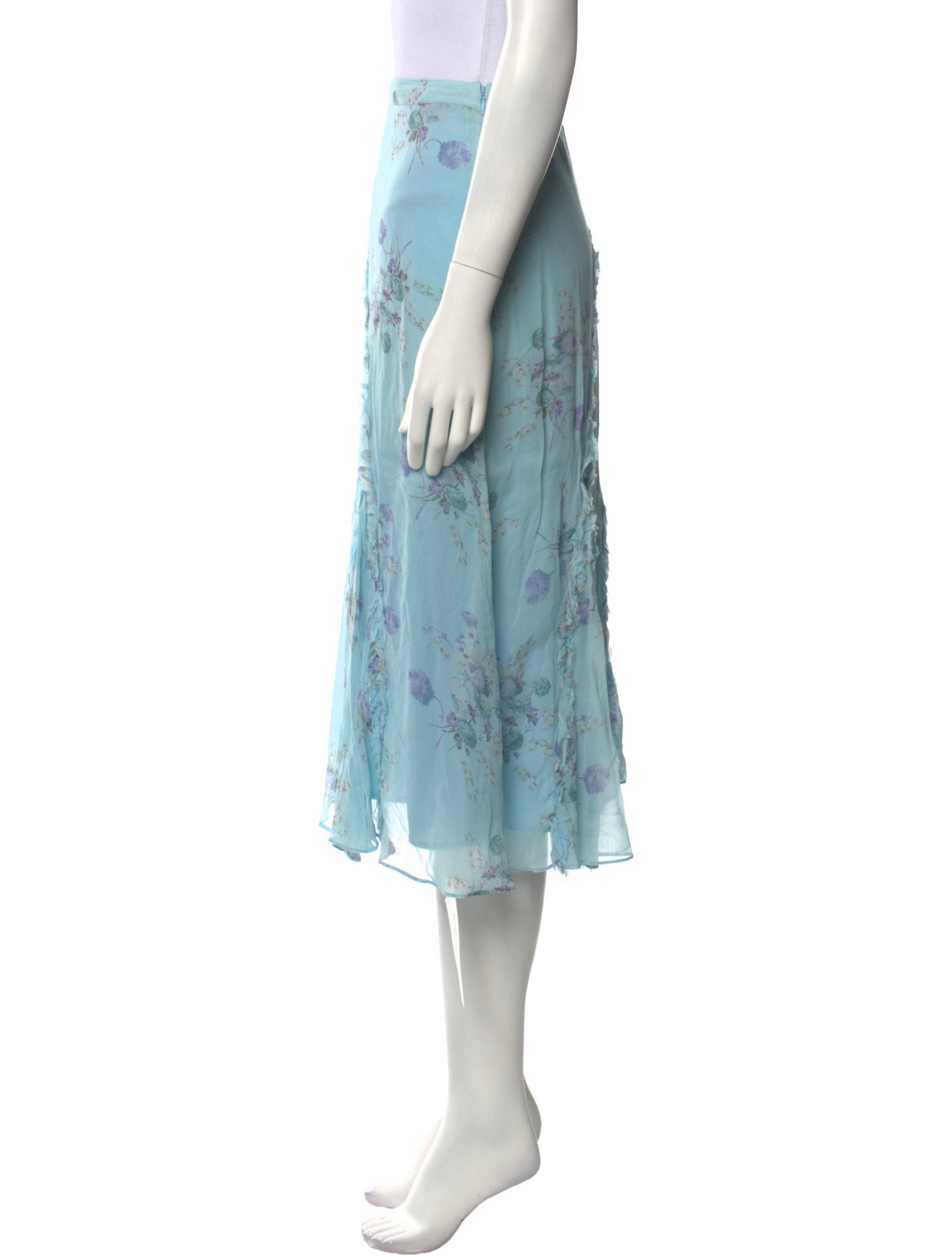 LoveShackFancy Floral Print Midi Length Skirt