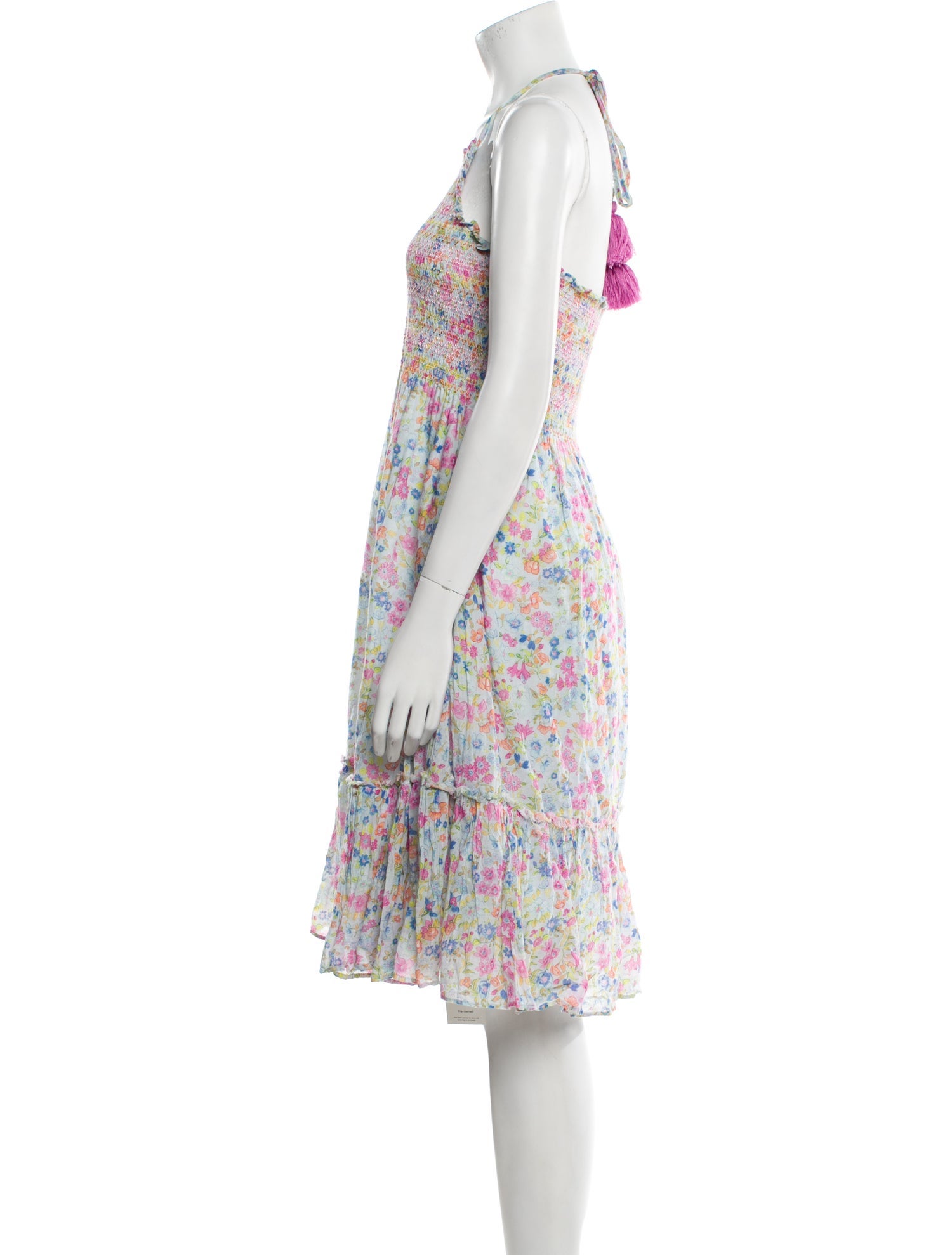 LoveShackFancy Floral Print Knee-Length Dress