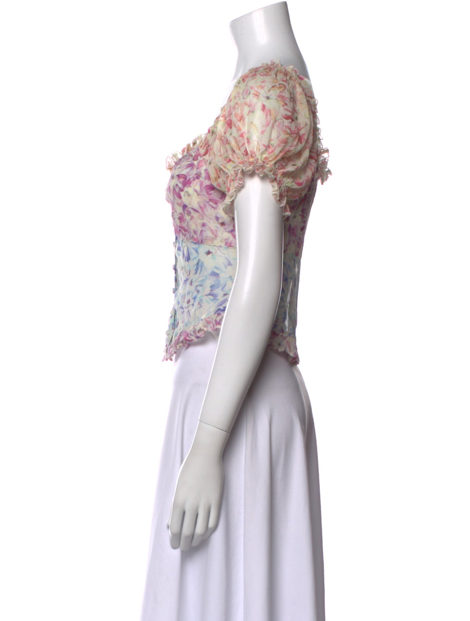 LoveShackFancy Silk Floral Print Crop Top