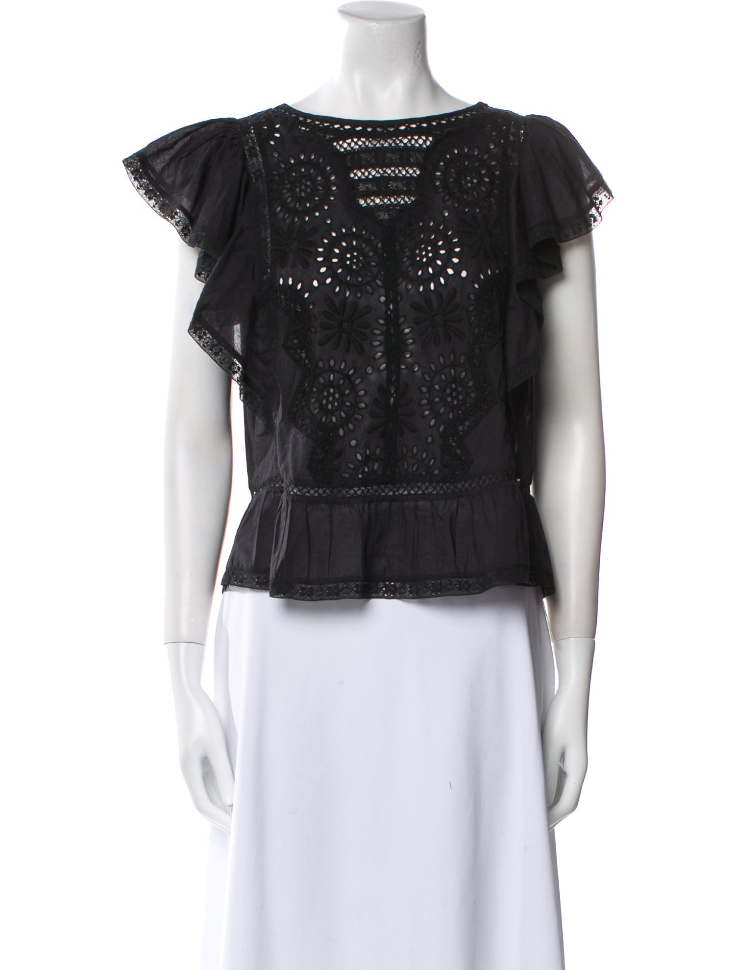 LoveShackFancy Bateau Neckline Short Sleeve Blouse