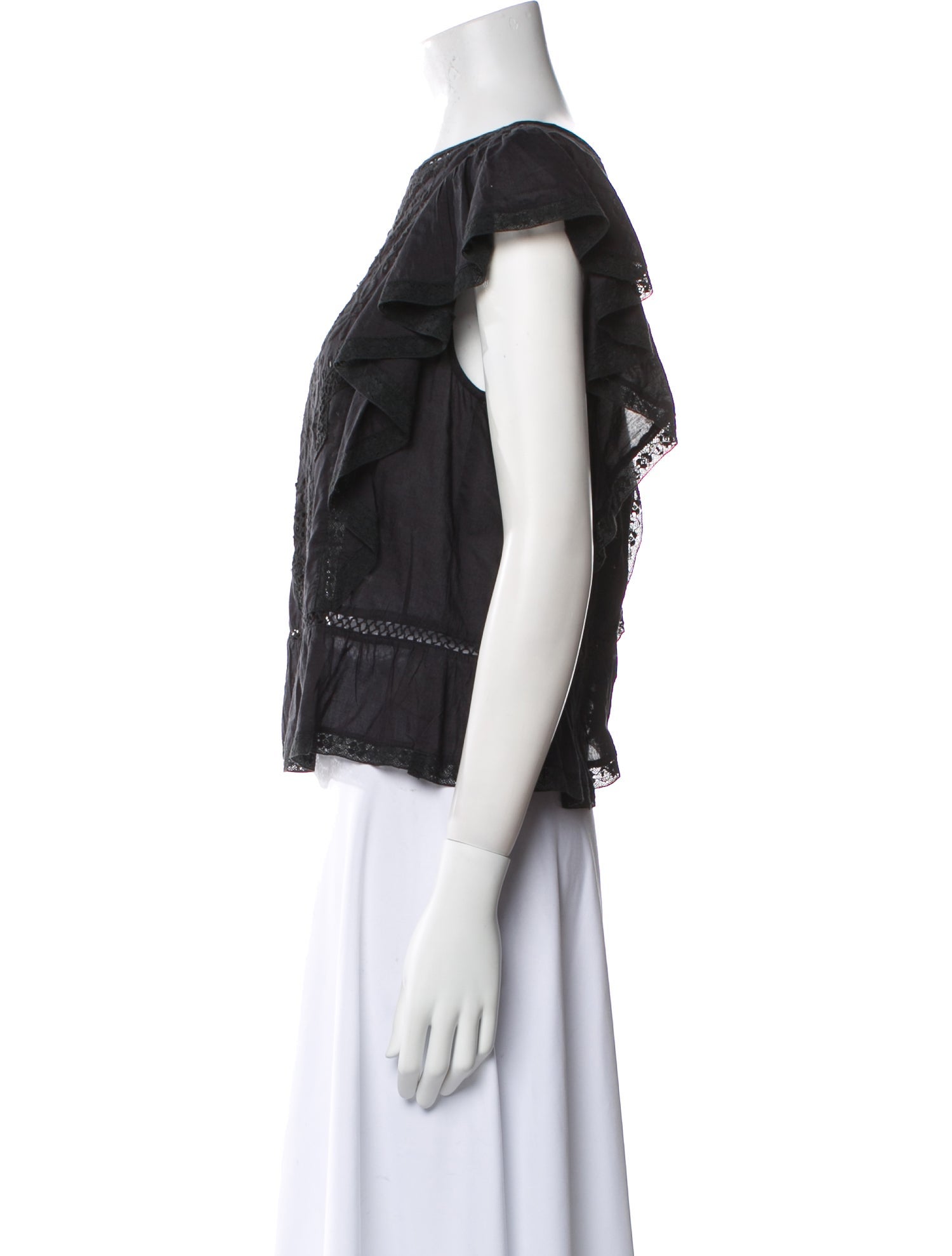 LoveShackFancy Bateau Neckline Short Sleeve Blouse