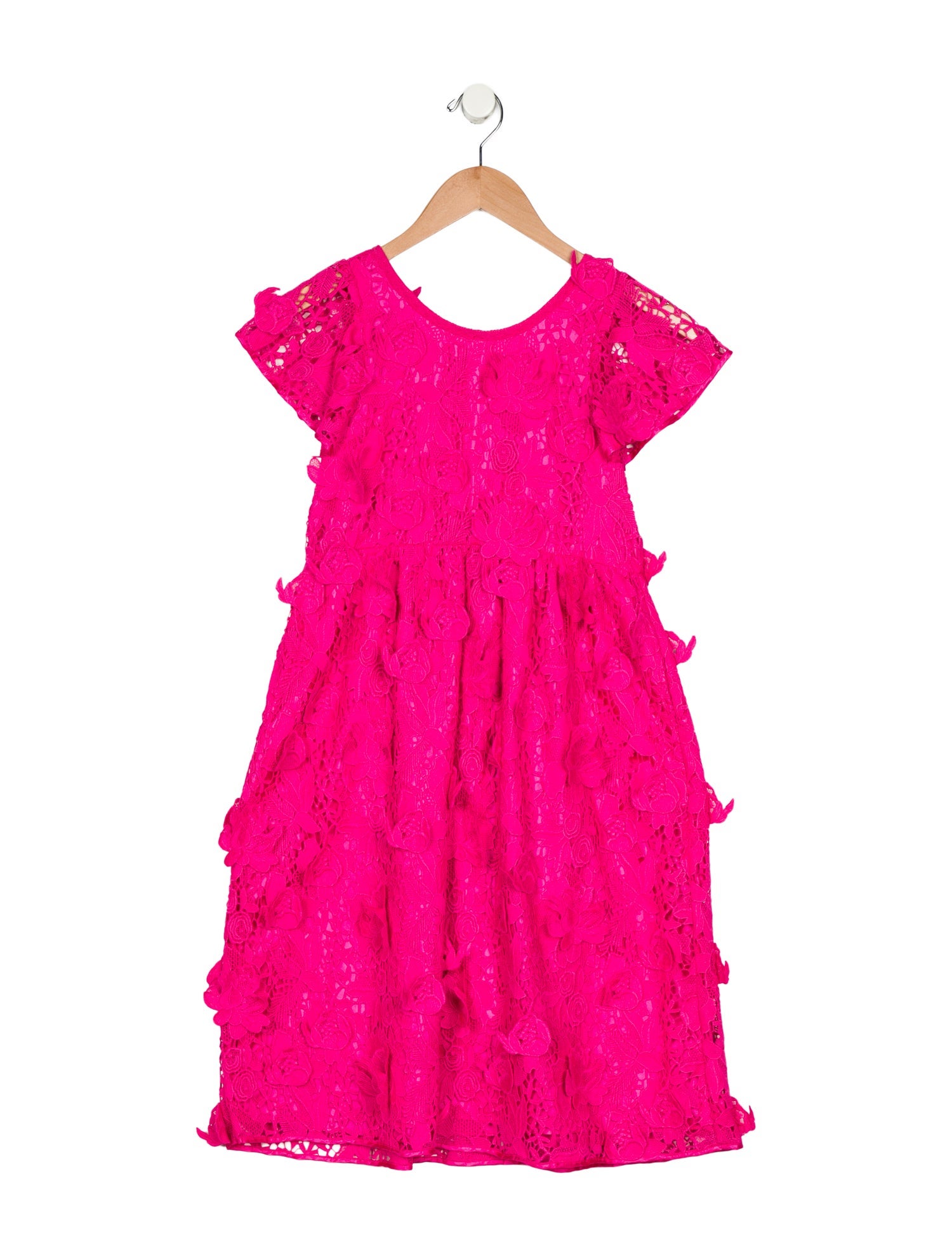 LoveShackFancy Girls' Appliqué Short Sleeve Dress