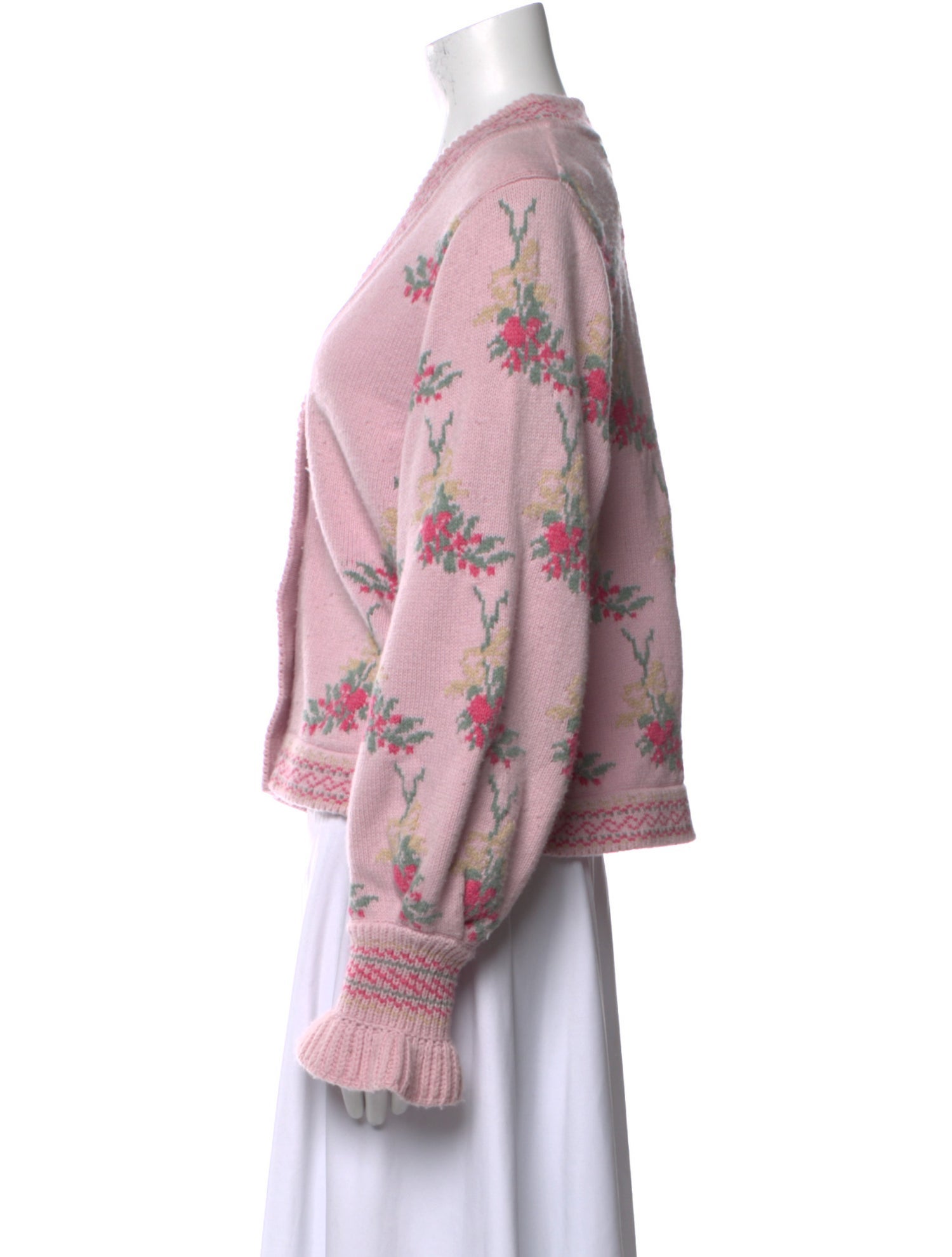 LoveShackFancy Floral Print V-Neck Sweater w/ Tags