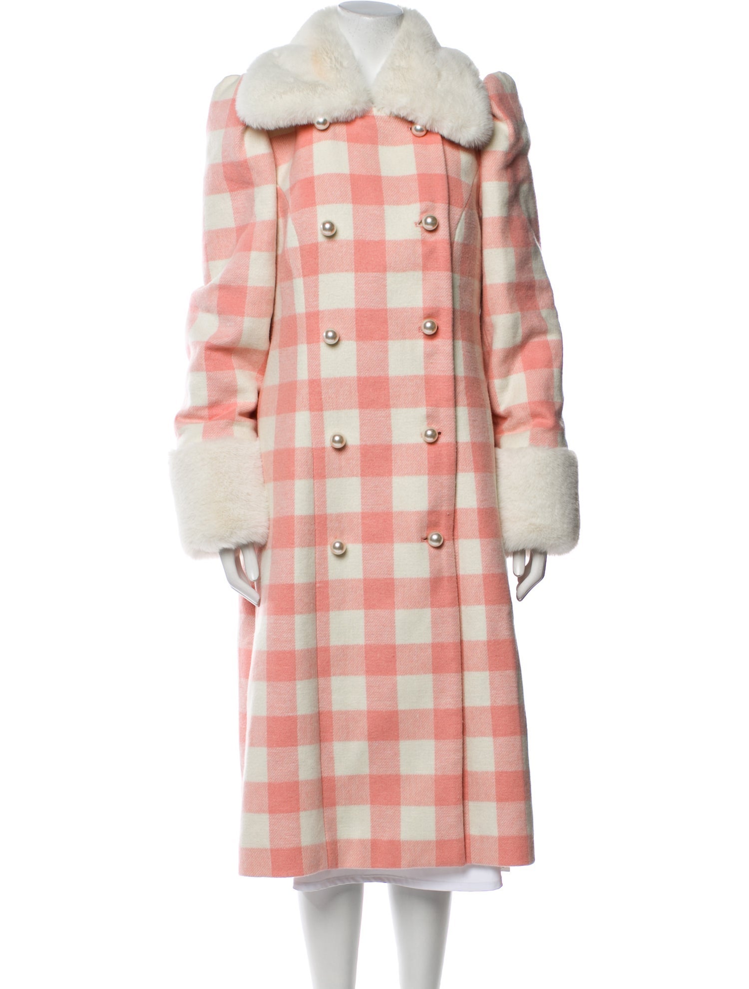 LoveShackFancy Plaid Print Faux Fur Coat w/ Tags