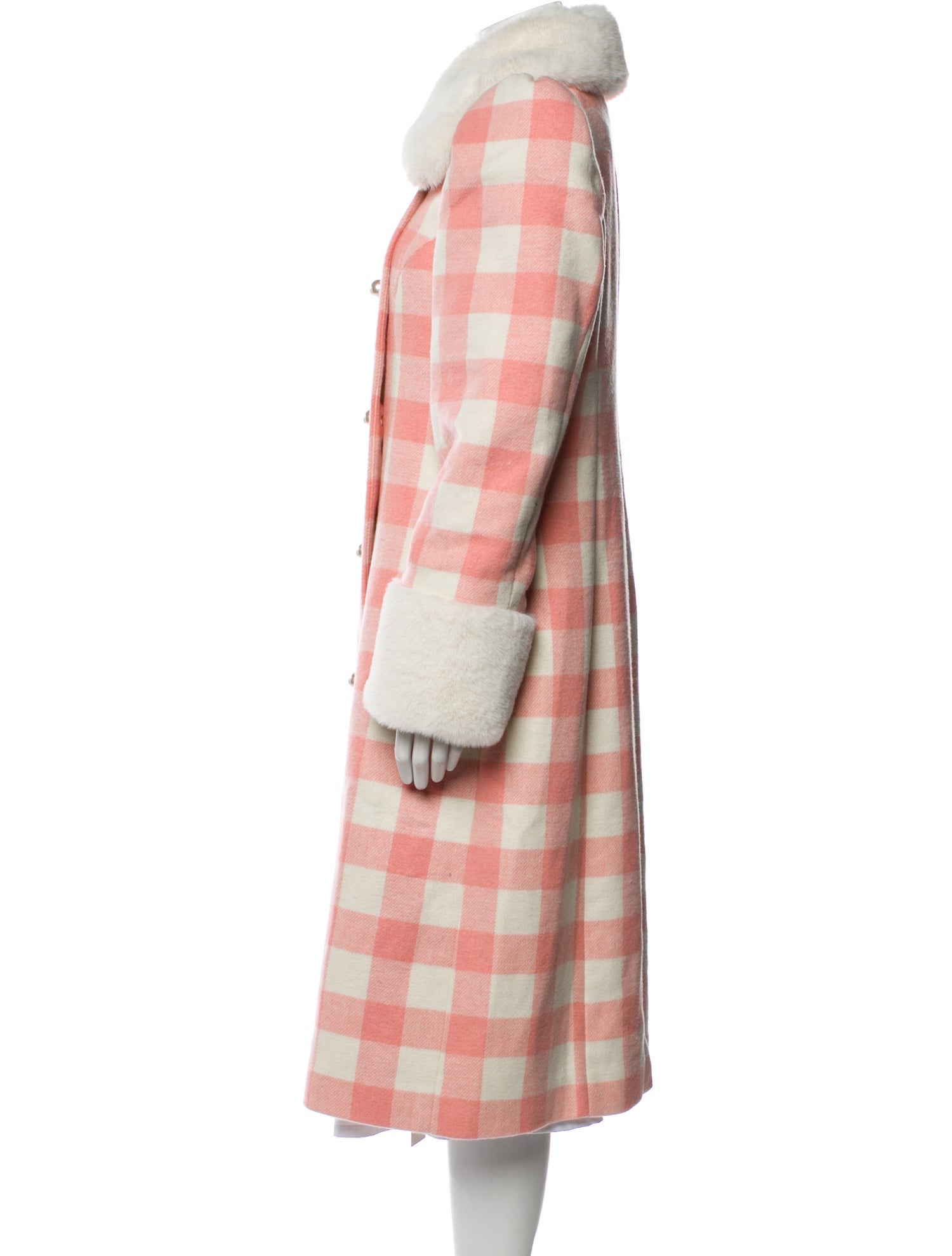 LoveShackFancy Plaid Print Faux Fur Coat w/ Tags