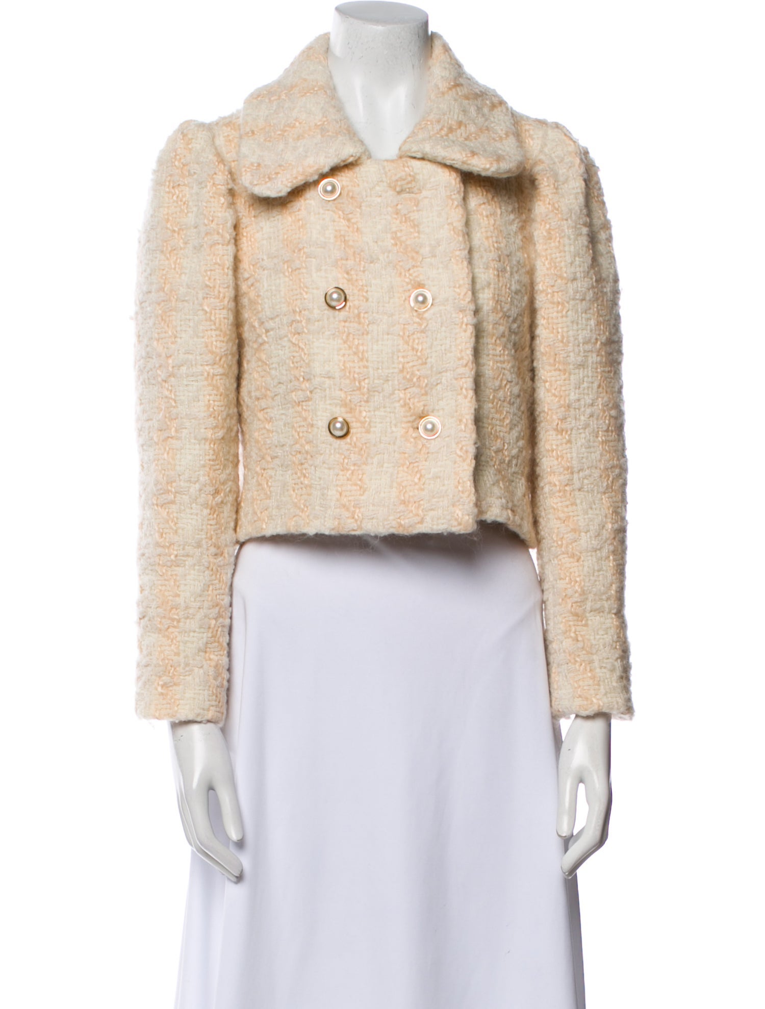 LoveShackFancy Wool Plaid Print Faux Fur Jacket