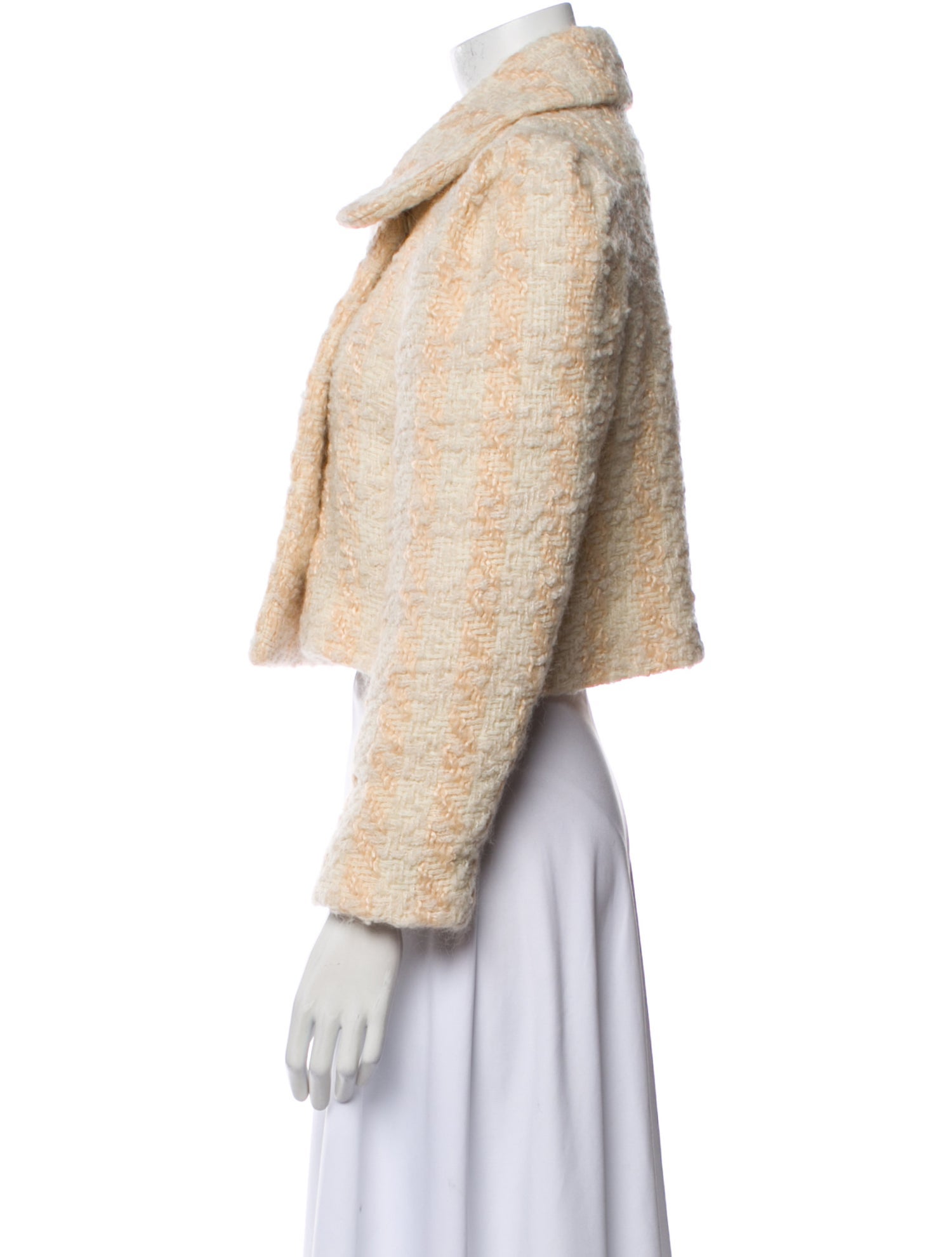 LoveShackFancy Wool Plaid Print Faux Fur Jacket