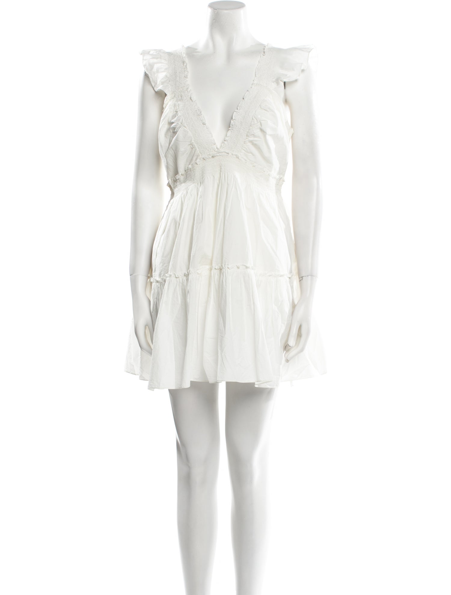 LoveShackFancy V-Neck Mini Dress