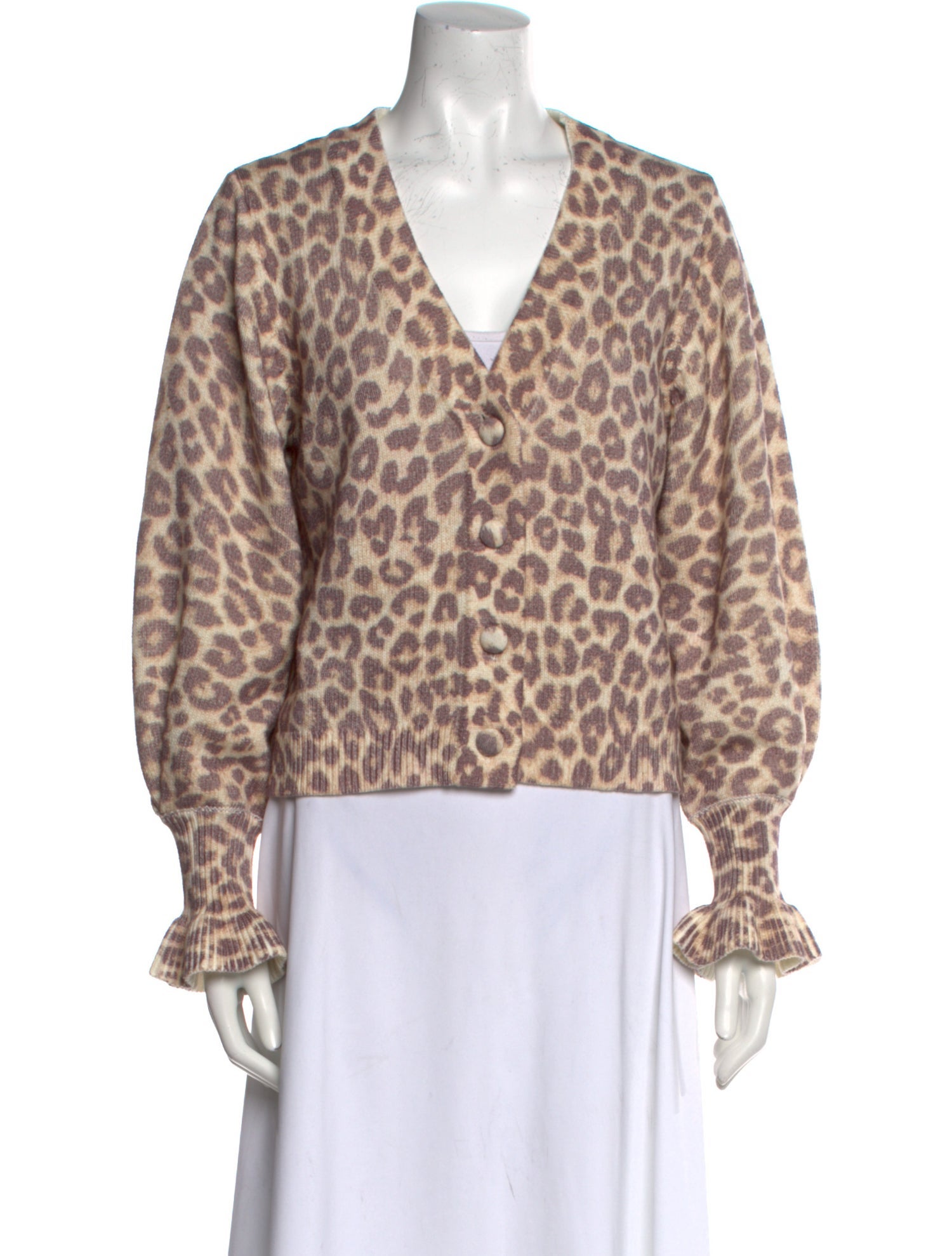 LoveShackFancy Animal Print V-Neck Sweater