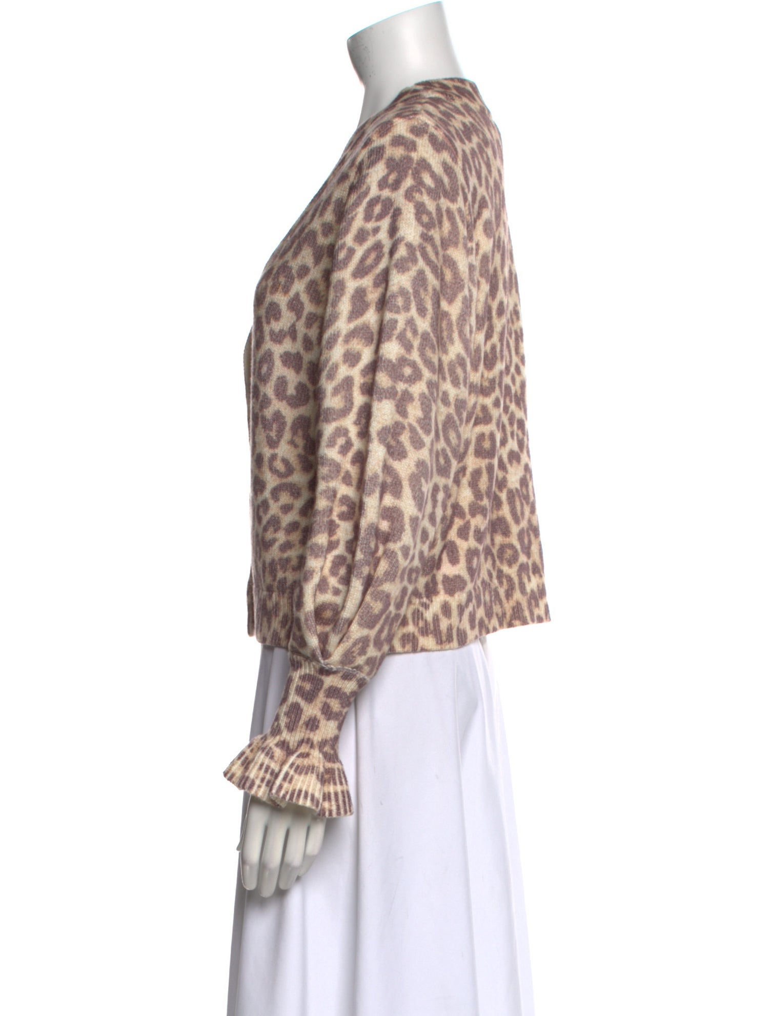 LoveShackFancy Animal Print V-Neck Sweater