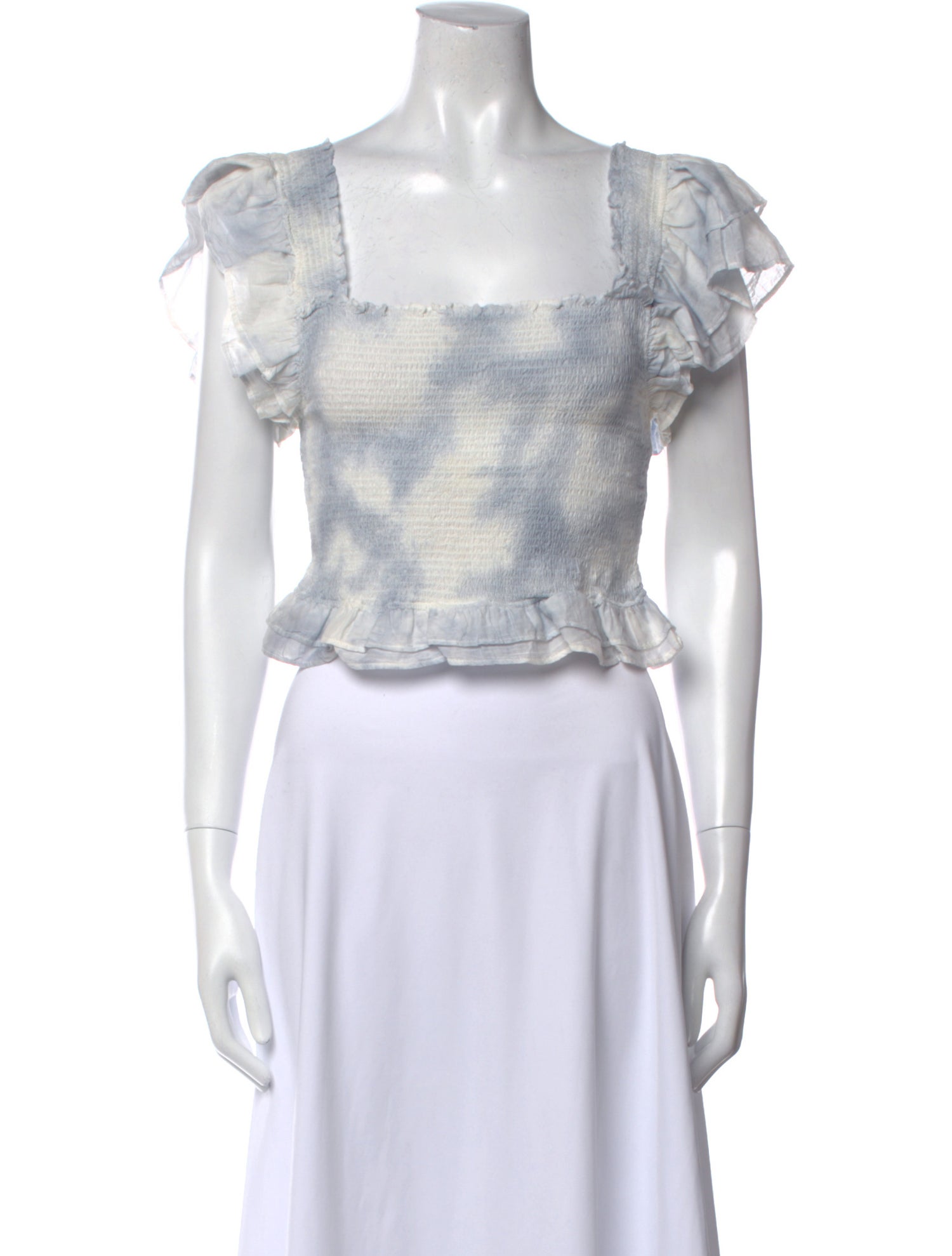 LoveShackFancy Tie-Dye Print Square Neckline Crop Top