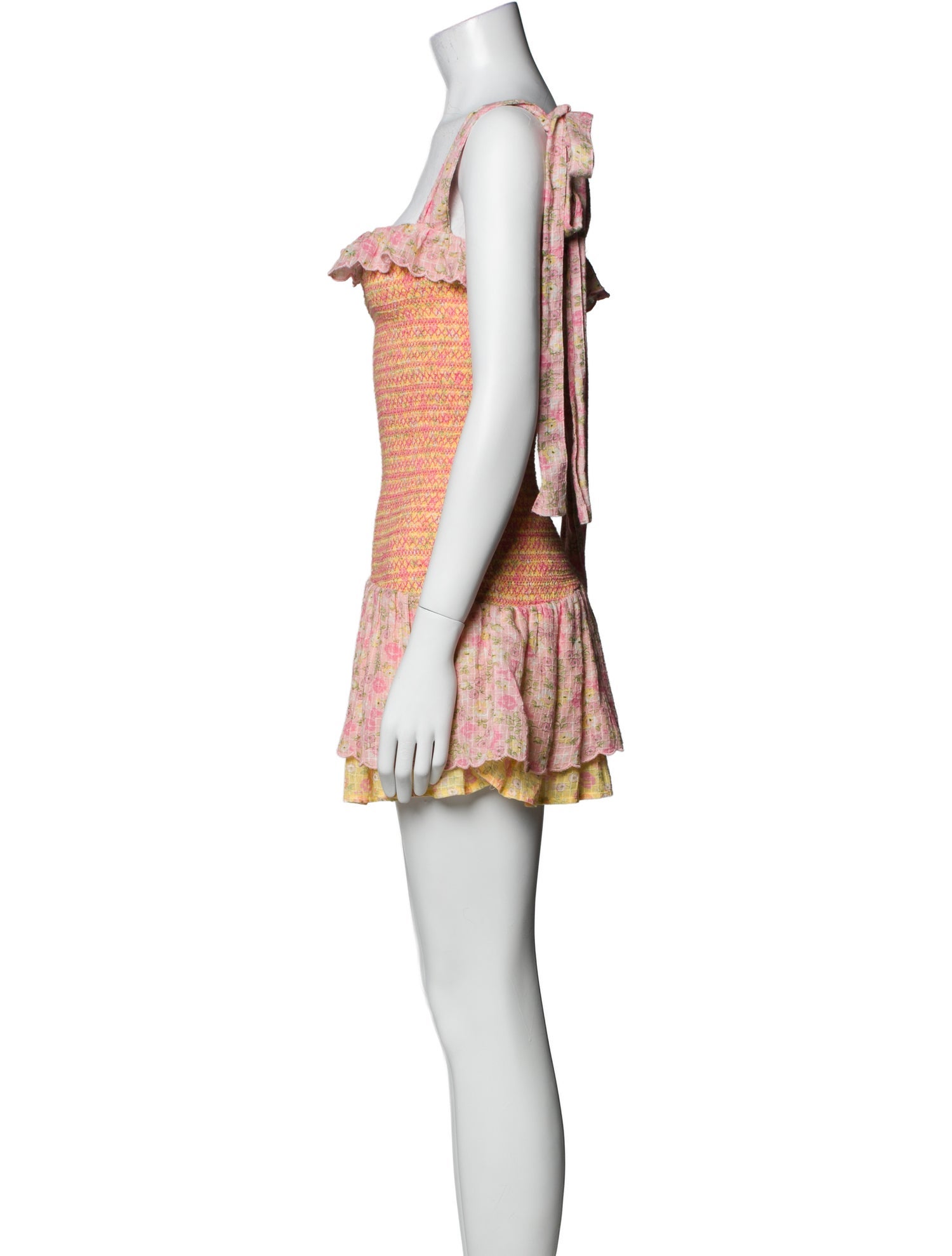 LoveShackFancy Floral Print Mini Dress