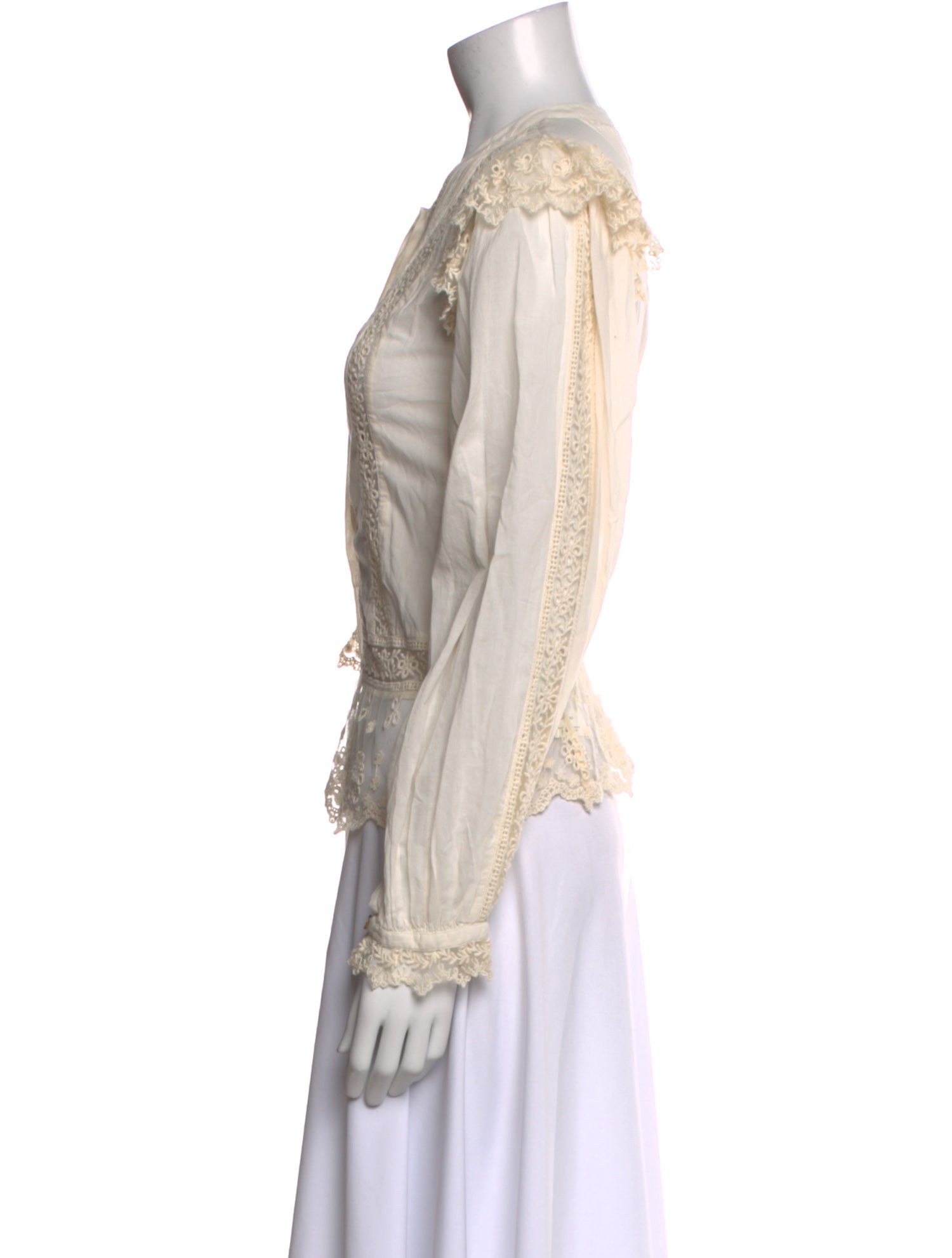 LoveShackFancy Crew Neck Long Sleeve Blouse w/ Tags