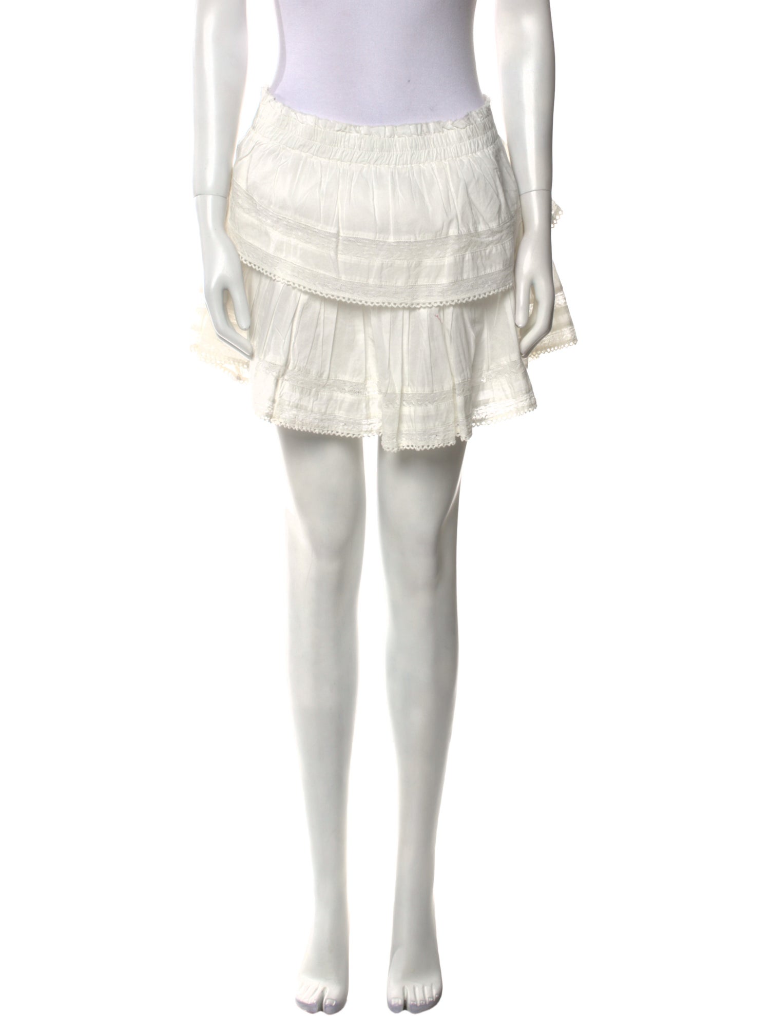 LoveShackFancy Lace Trim Embellishment Mini Skirt