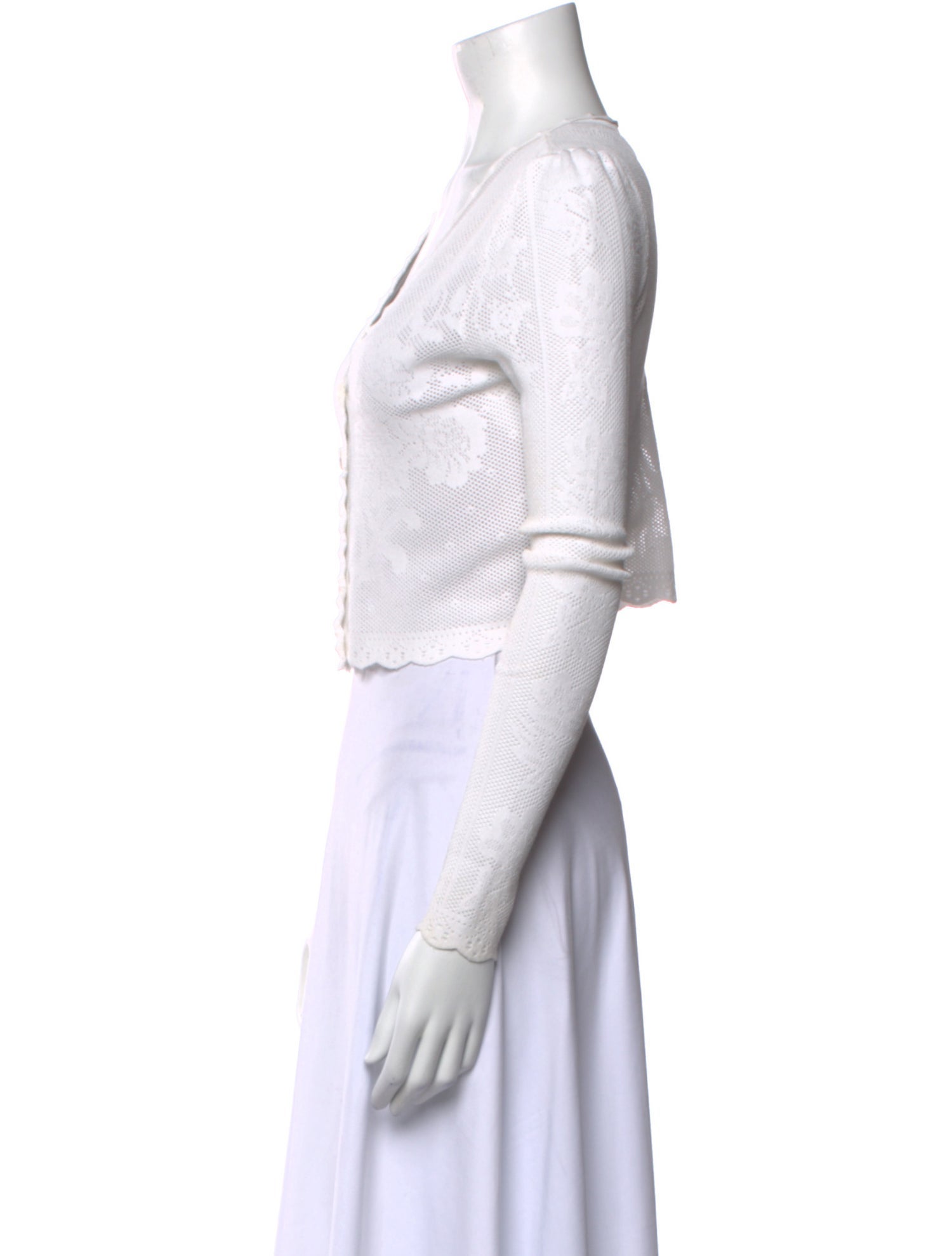 LoveShackFancy V-Neck Long Sleeve Crop Top