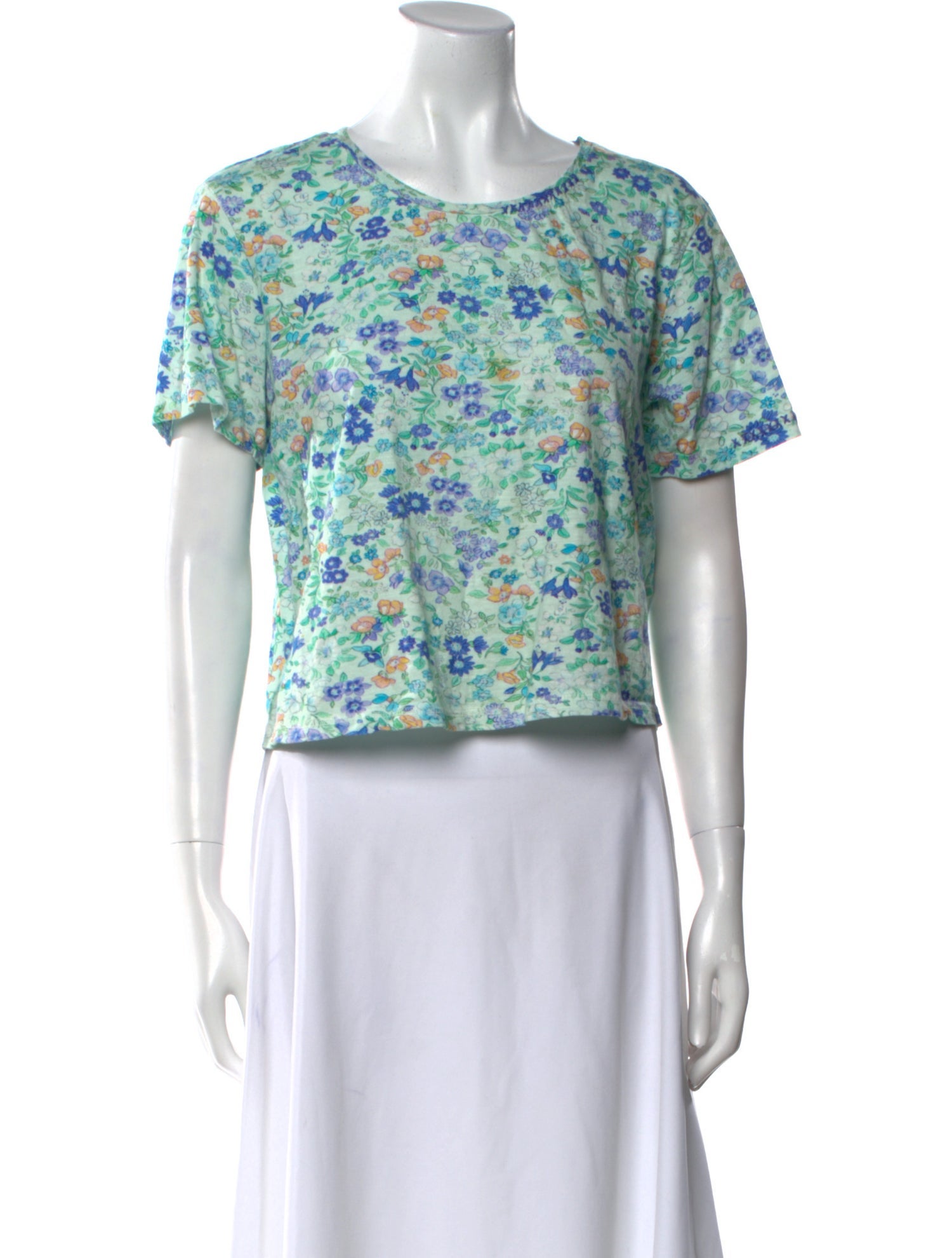 LoveShackFancy Floral Print Crew Neck T-Shirt