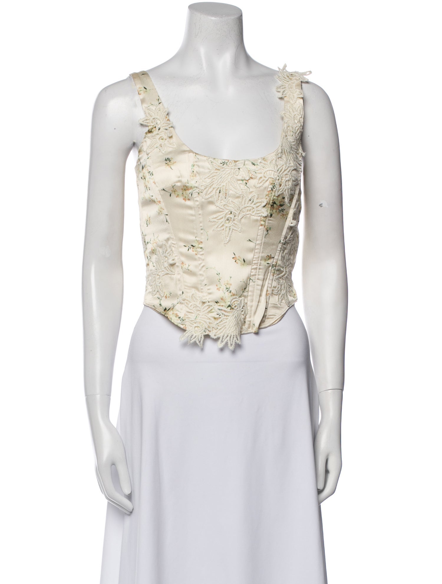 LoveShackFancy Scoop Neck Sleeveless Crop Top