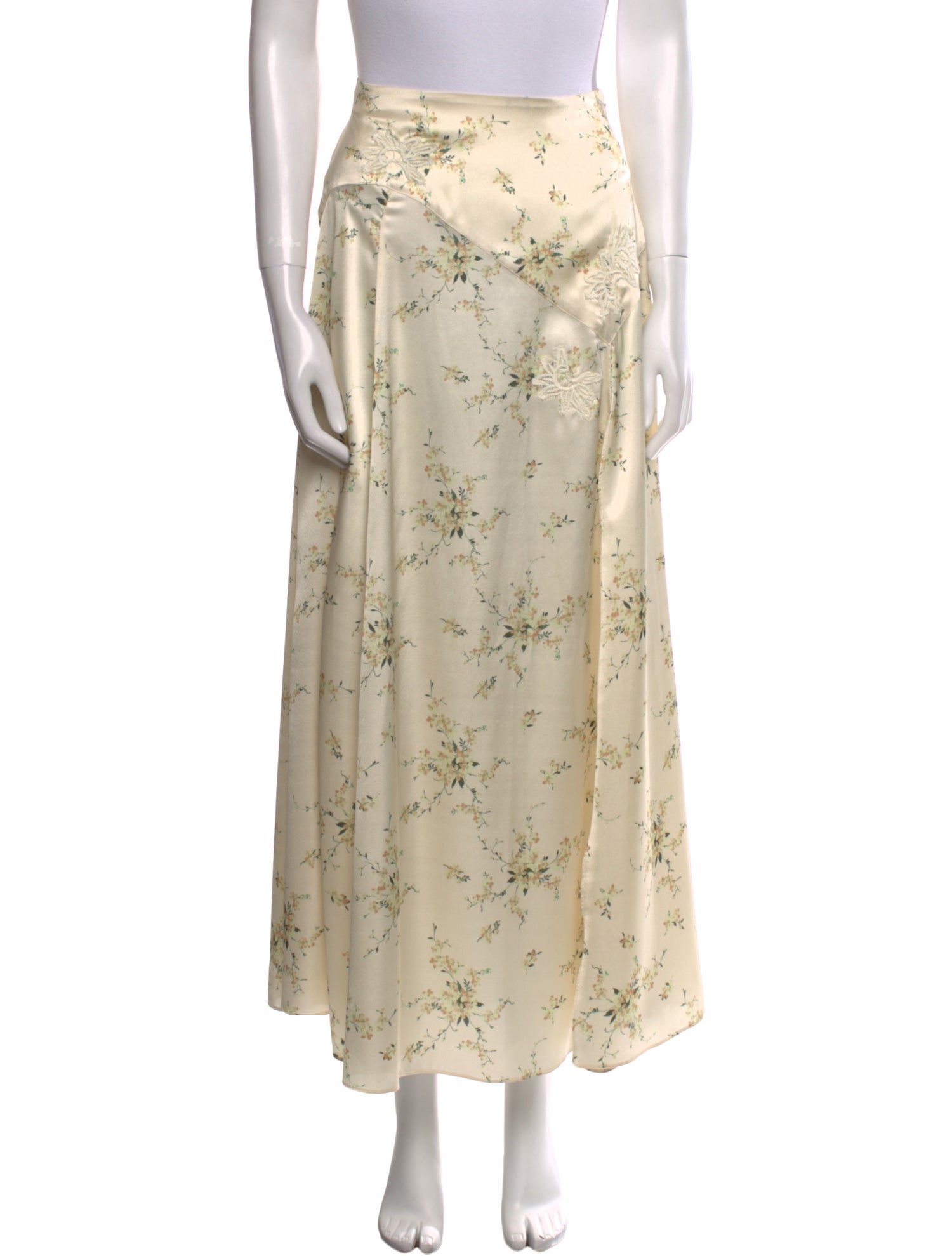 LoveShackFancy Floral Print Midi Length Skirt