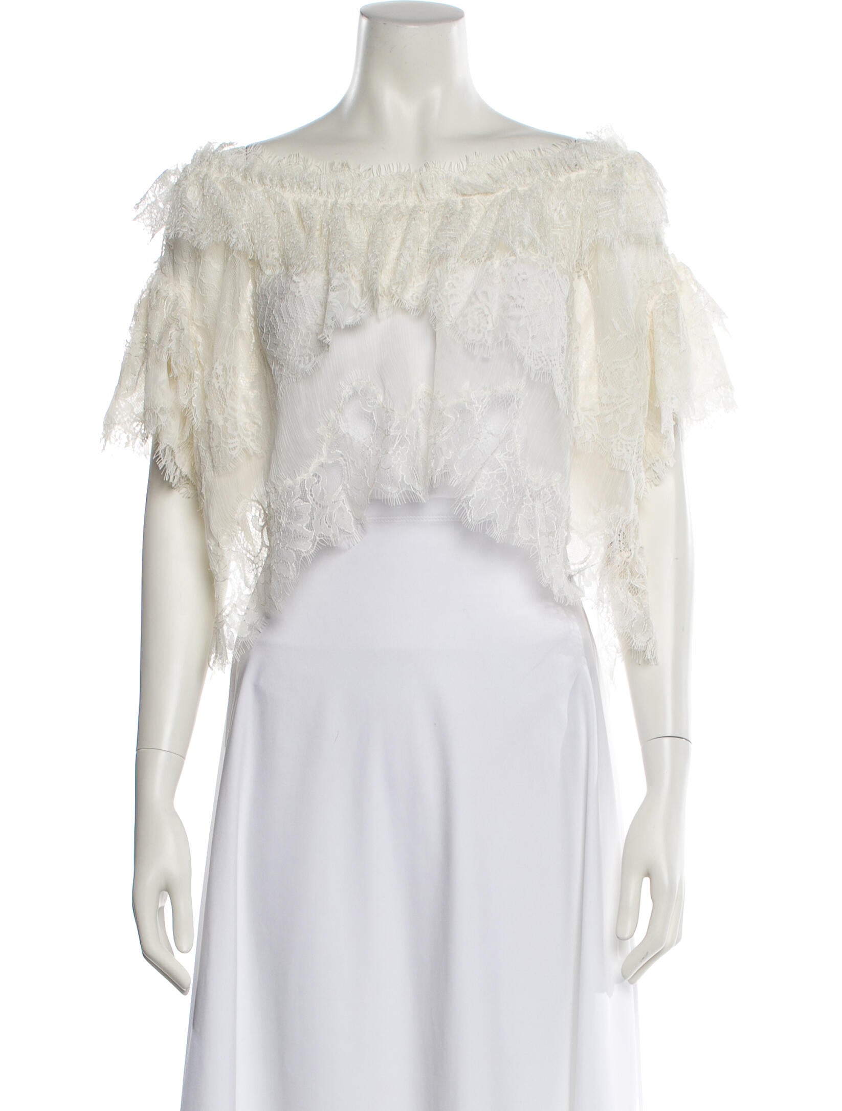 LoveShackFancy Off-The-Shoulder Short Sleeve Crop Top