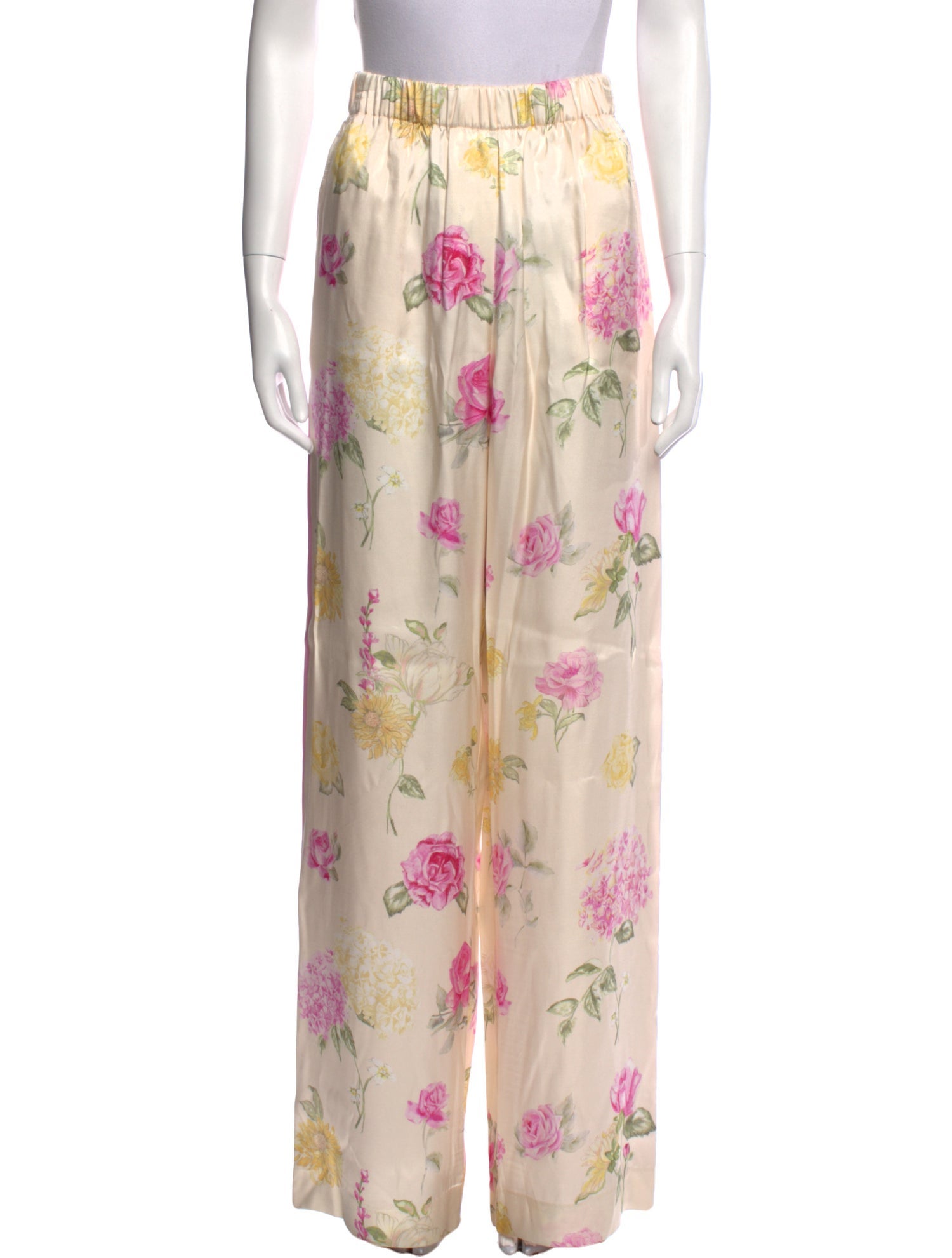 LoveShackFancy Floral Print Wide Leg Pants