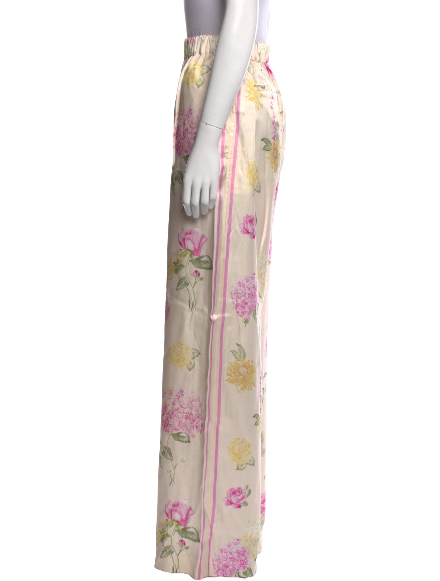 LoveShackFancy Floral Print Wide Leg Pants