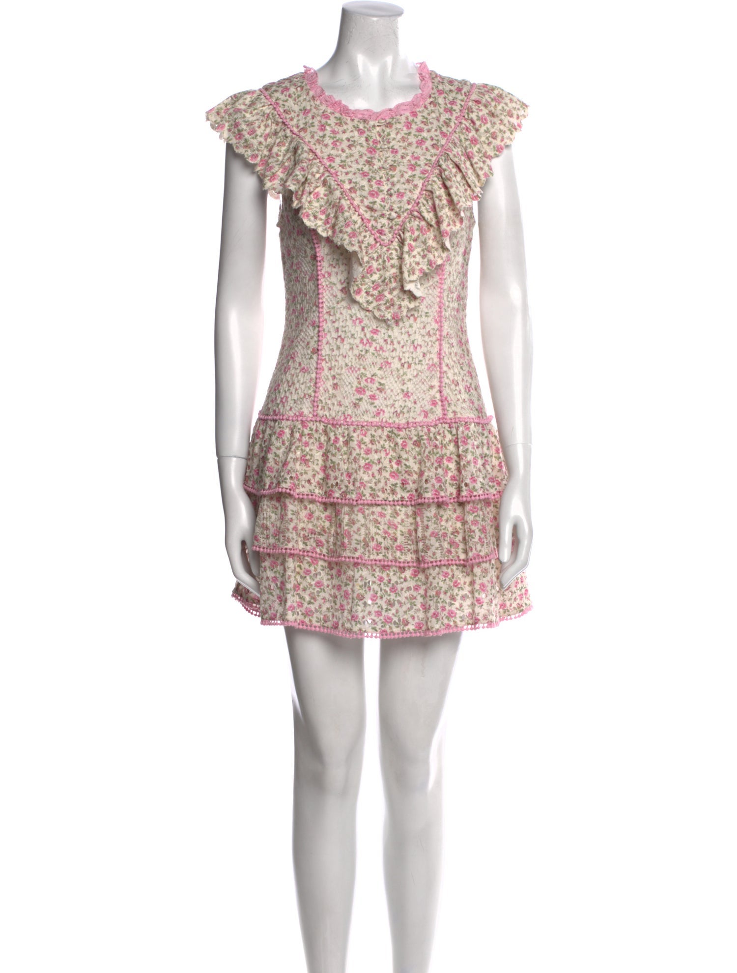 LoveShackFancy Floral Print Mini Dress