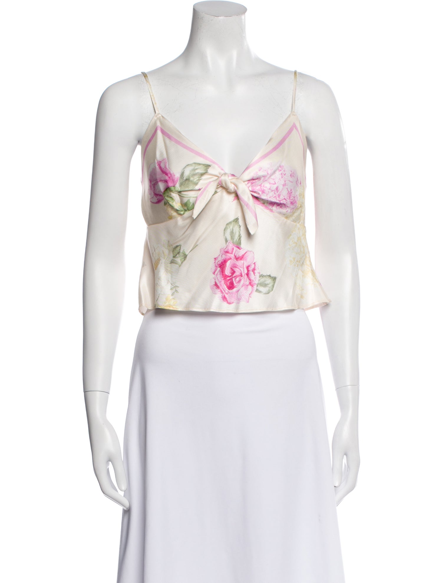 LoveShackFancy Floral Print V-Neck Crop Top w/ Tags