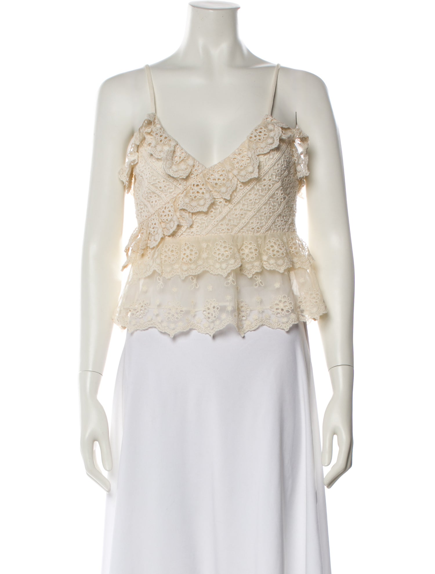 LoveShackFancy V-Neck Sleeveless Crop Top