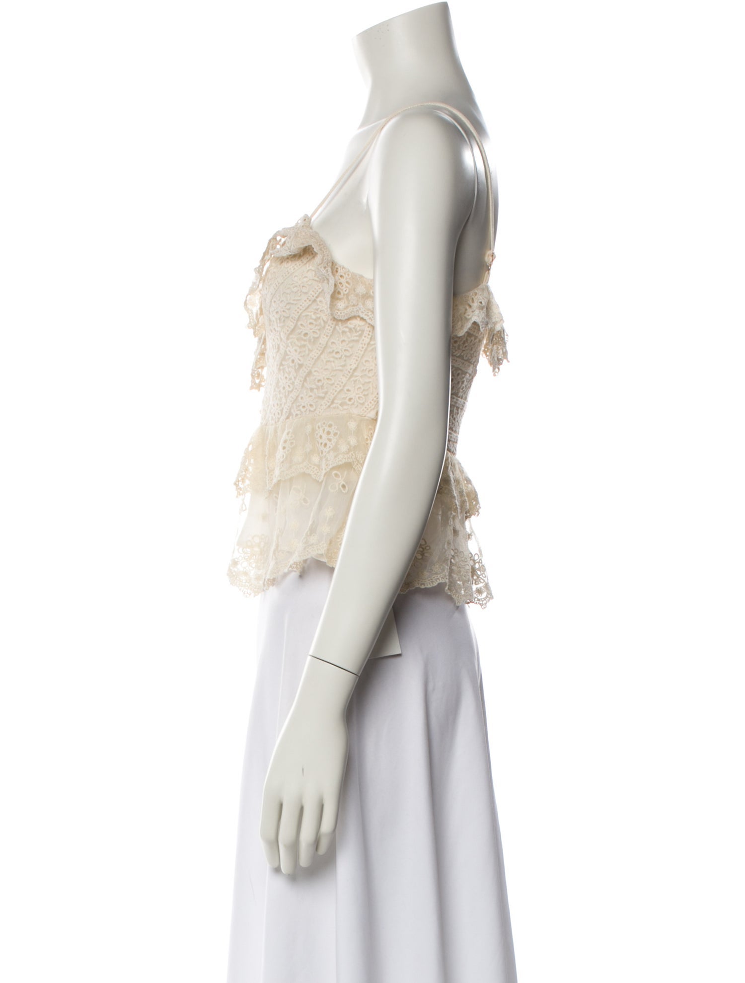 LoveShackFancy V-Neck Sleeveless Crop Top