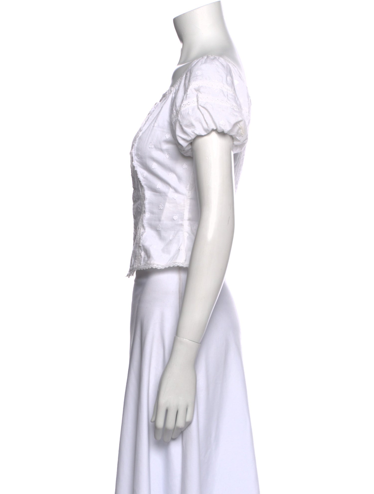 LoveShackFancy Square Neckline Short Sleeve Crop Top