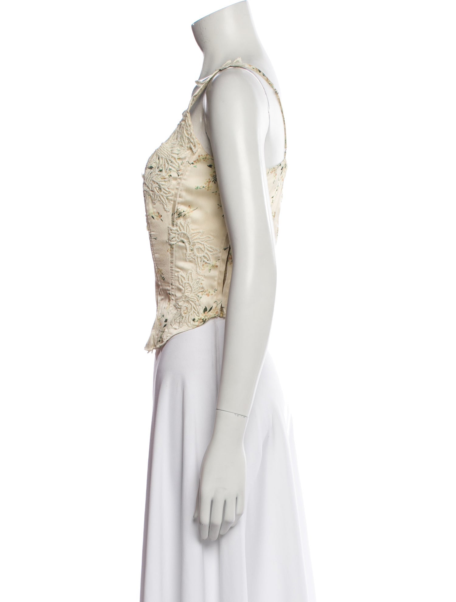 LoveShackFancy Floral Print Scoop Neck Crop Top