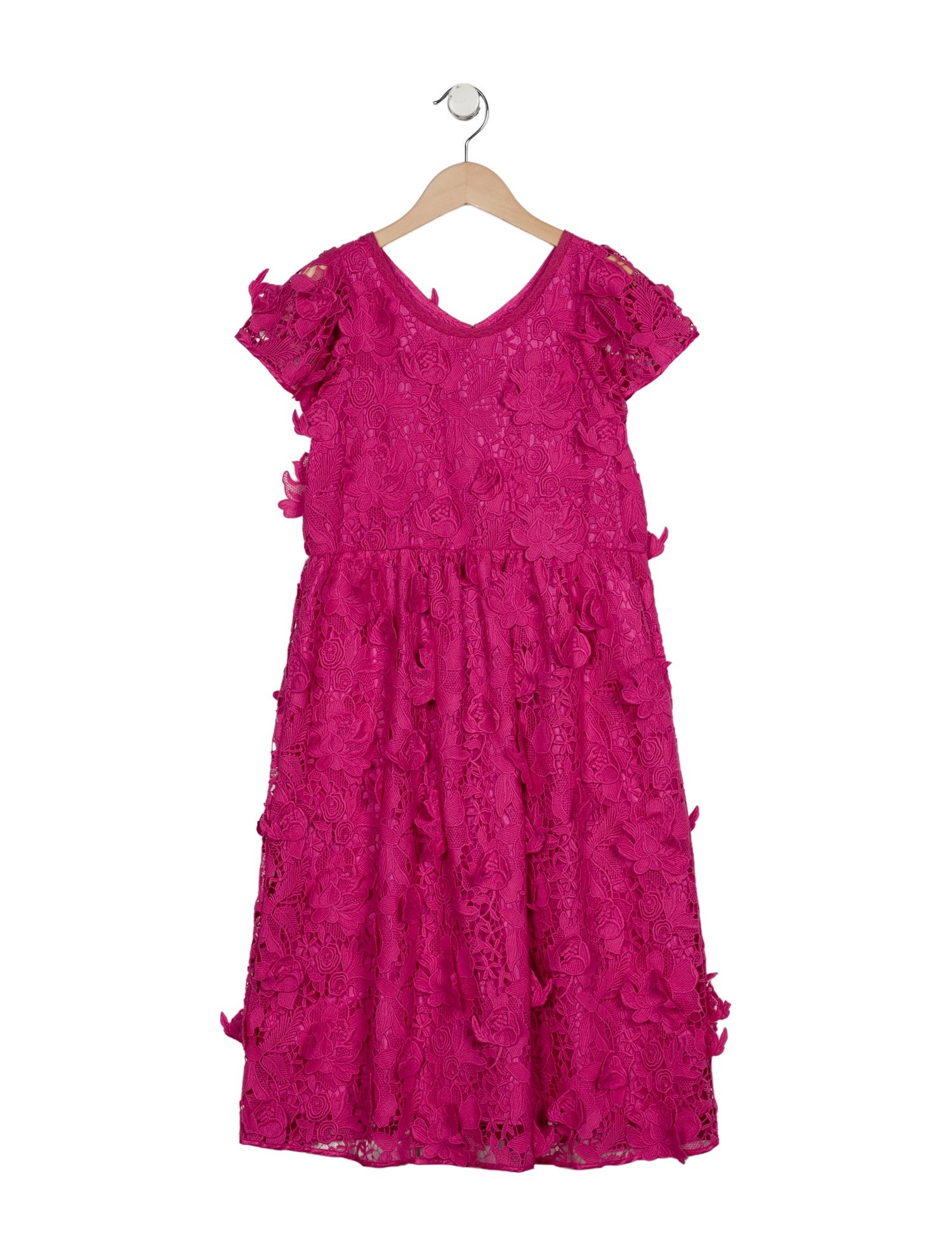 LoveShackFancy Girls' Appliqué Short Sleeve Dress w/Tags