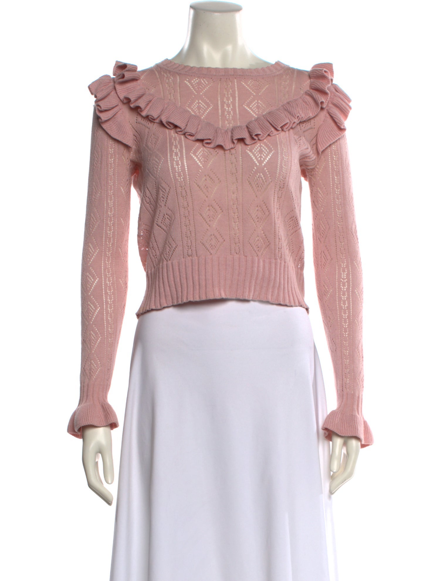 LoveShackFancy Off-The-Shoulder Long Sleeve Crop Top