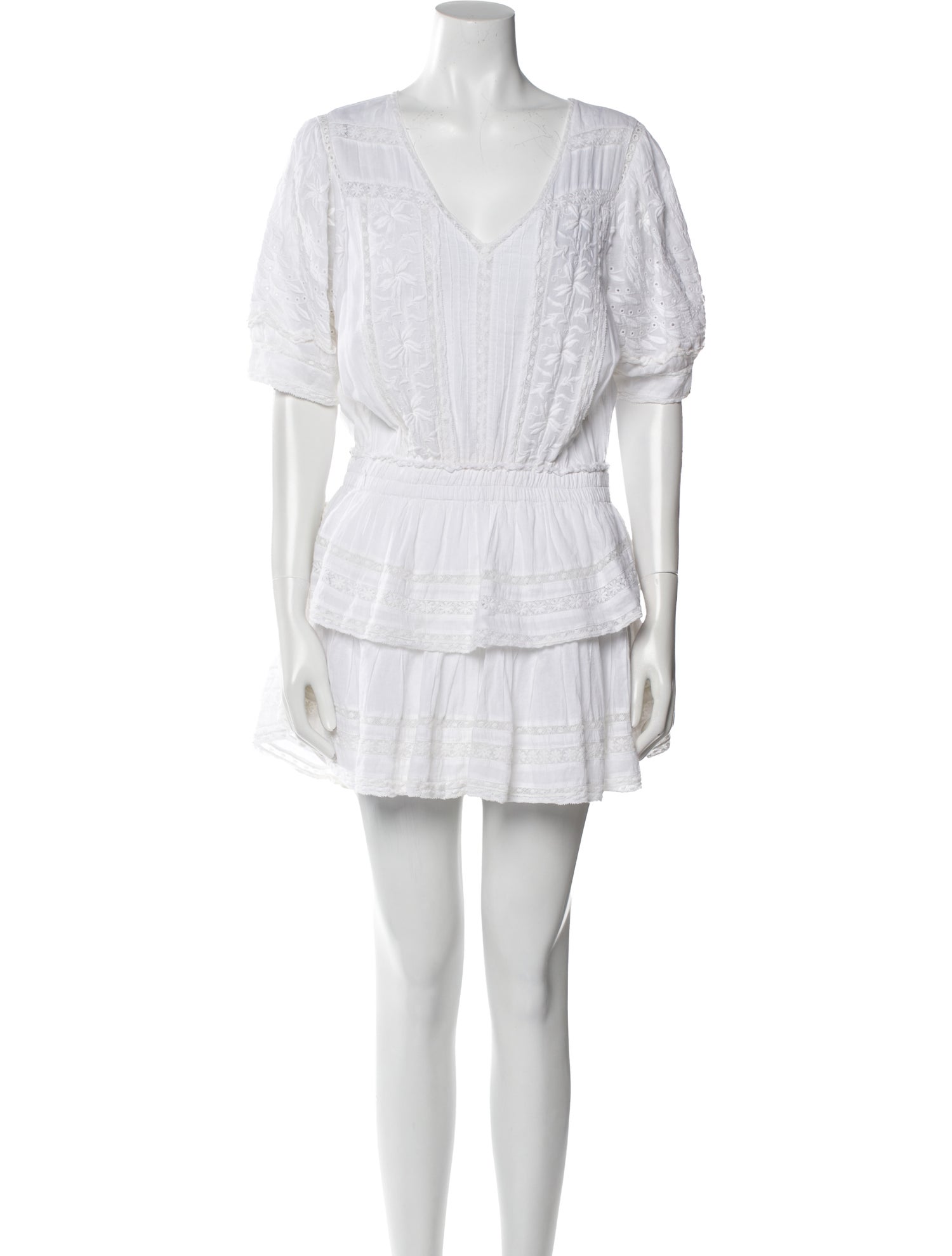 LoveShackFancy V-Neck Mini Dress