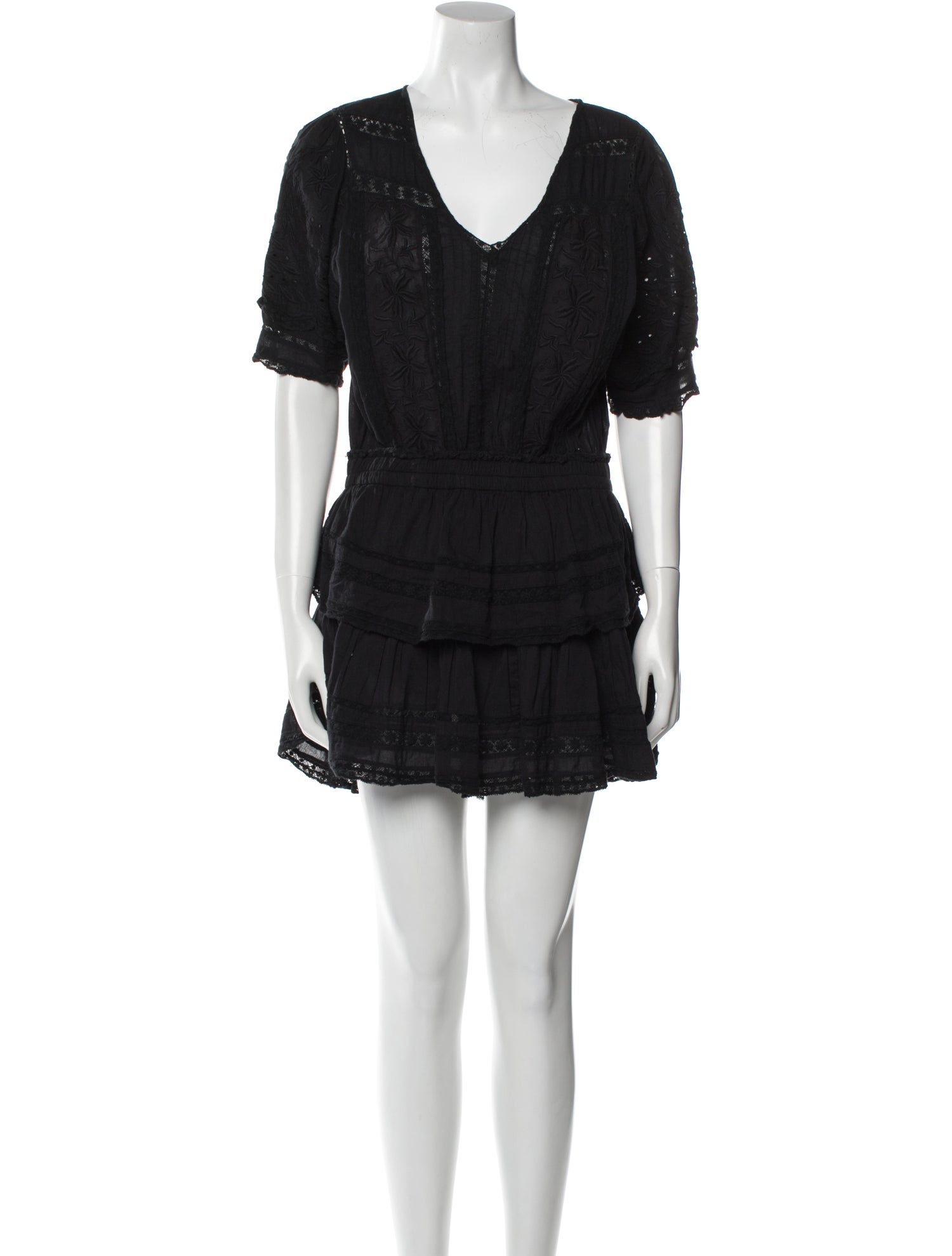 LoveShackFancy V-Neck Mini Dress