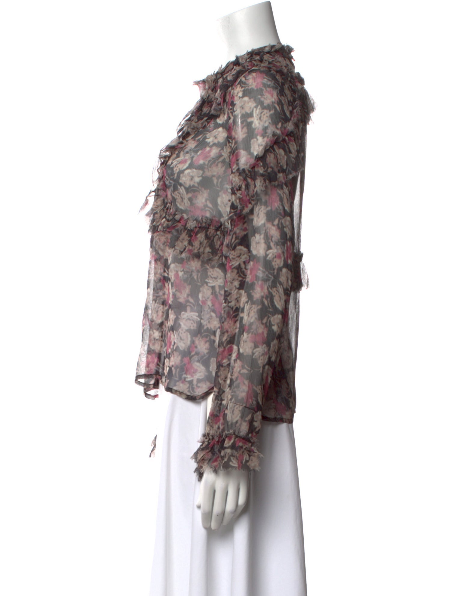 LoveShackFancy Silk Floral Print Blouse