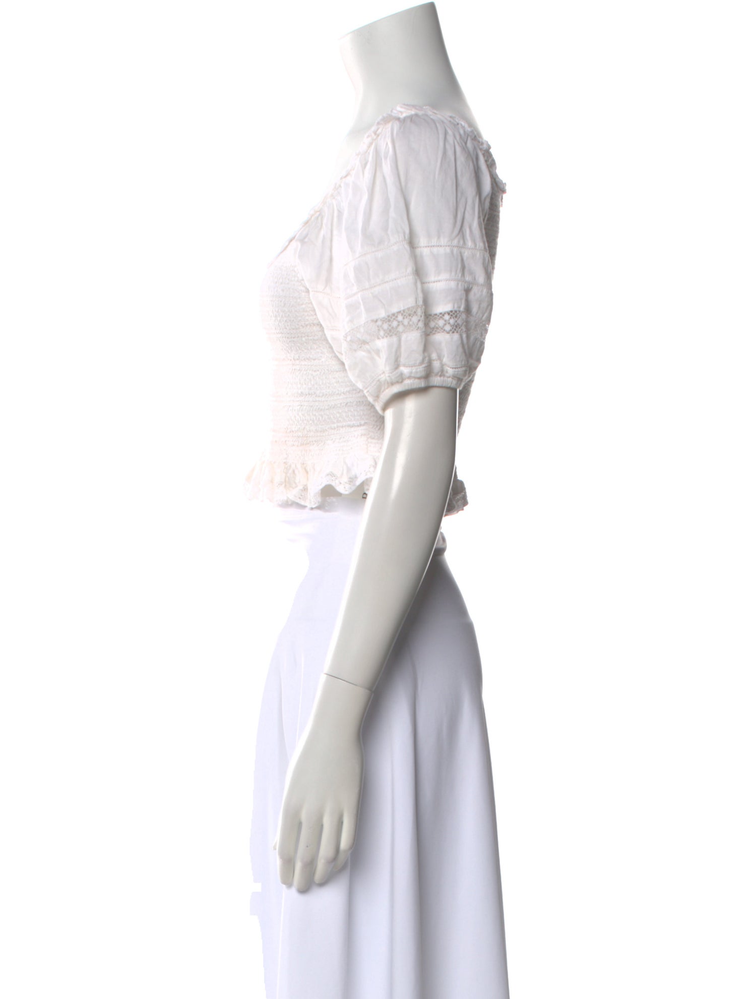 LoveShackFancy Scoop Neck Short Sleeve Crop Top