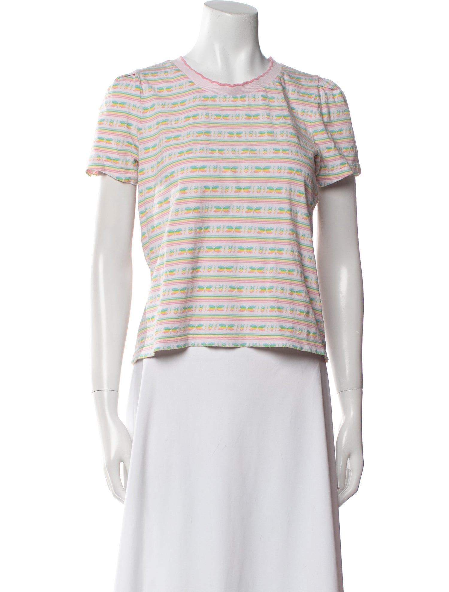 LoveShackFancy Striped Crew Neck T-Shirt