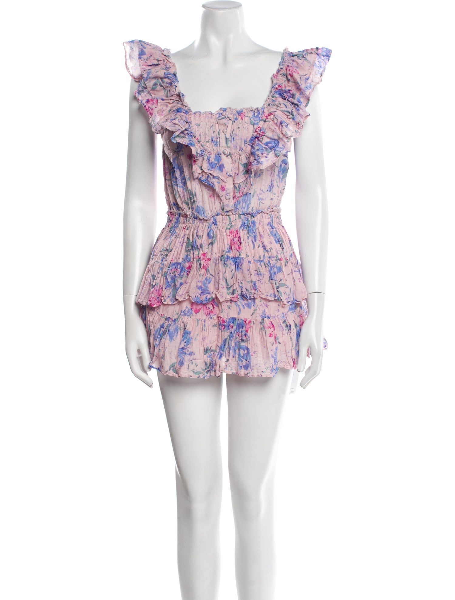 LoveShackFancy Floral Print Mini Dress