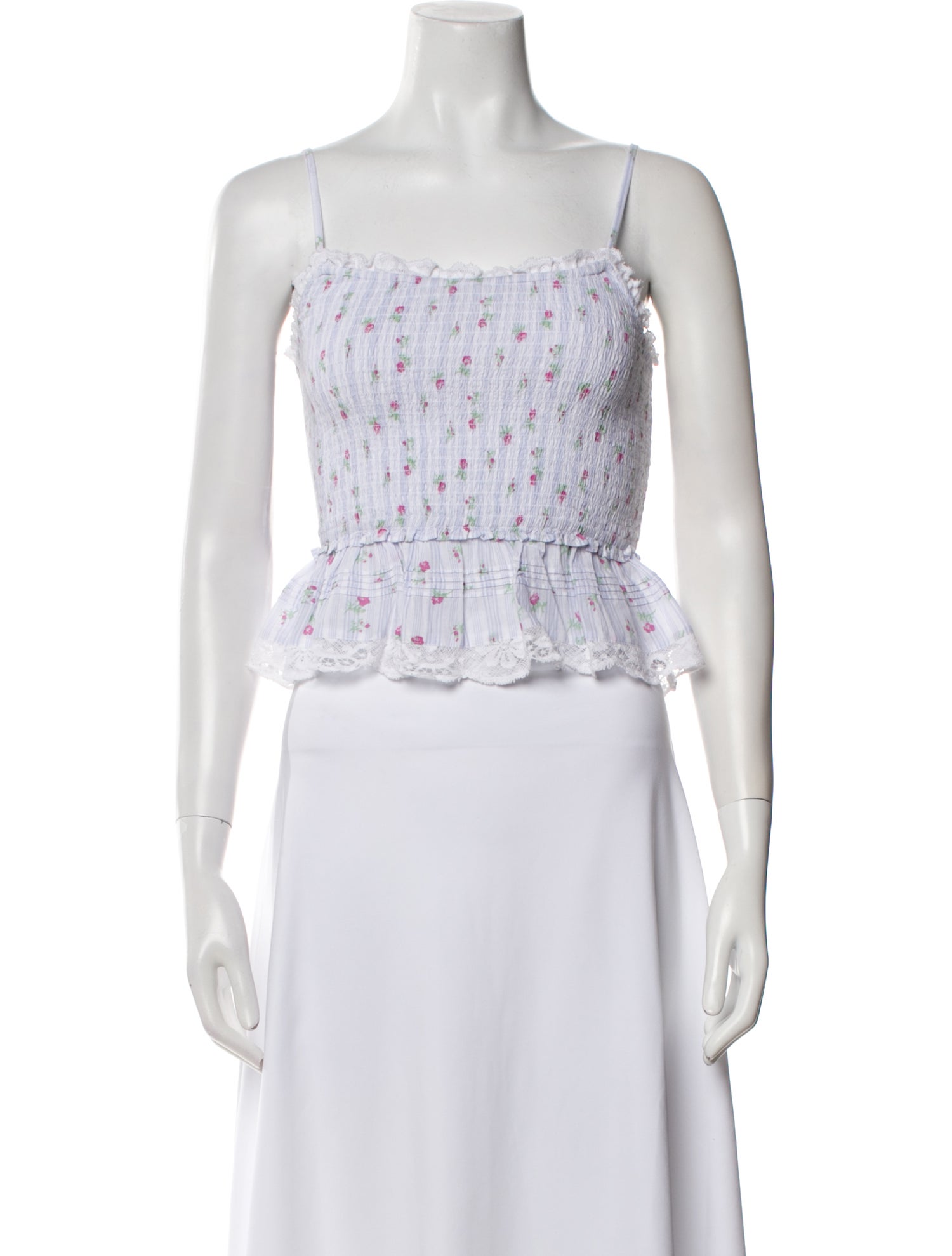 LoveShackFancy Floral Print Square Neckline Crop Top w/ Tags