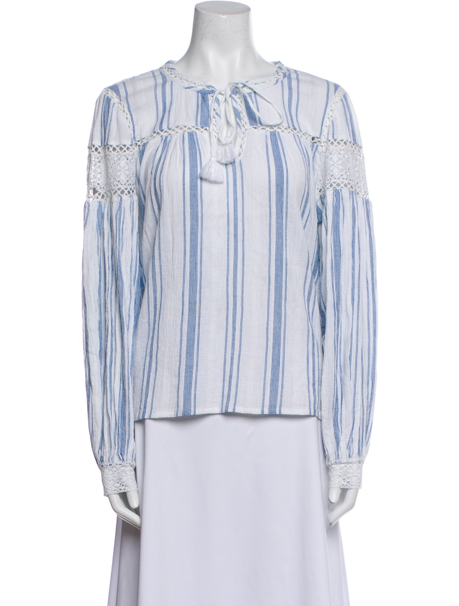 LoveShackFancy Striped Square Neckline Blouse